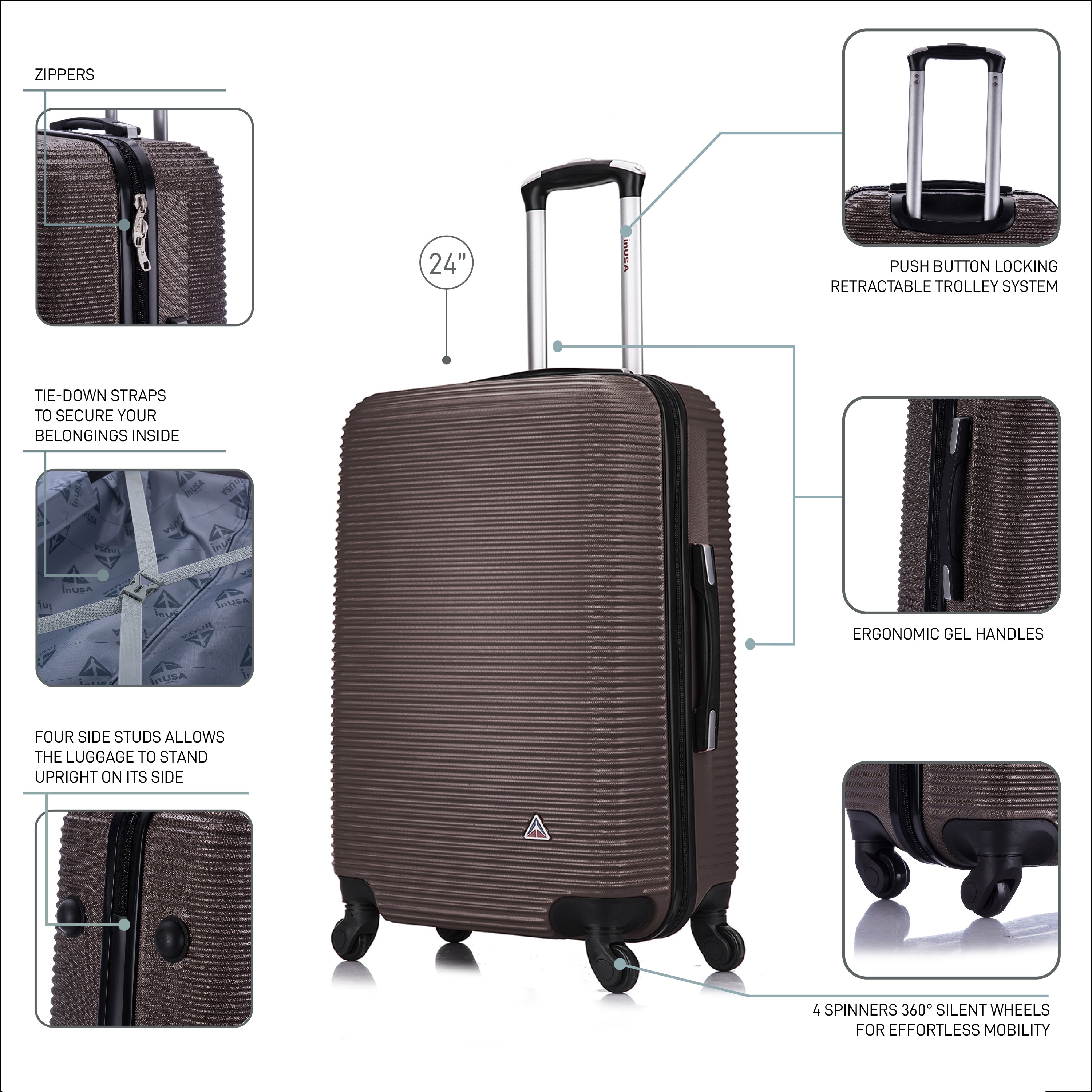 InUSA Luggage Royal Medium 24" Spinner Suitcase