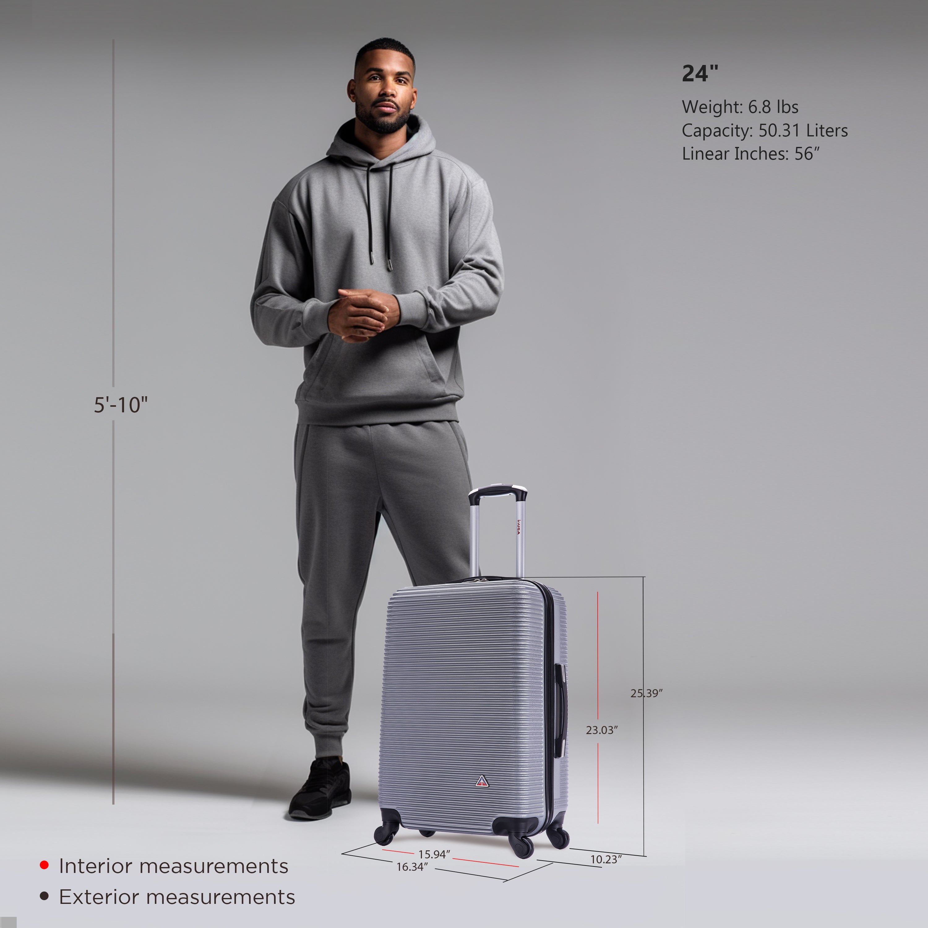 InUSA Luggage Royal Medium 24" Spinner Suitcase