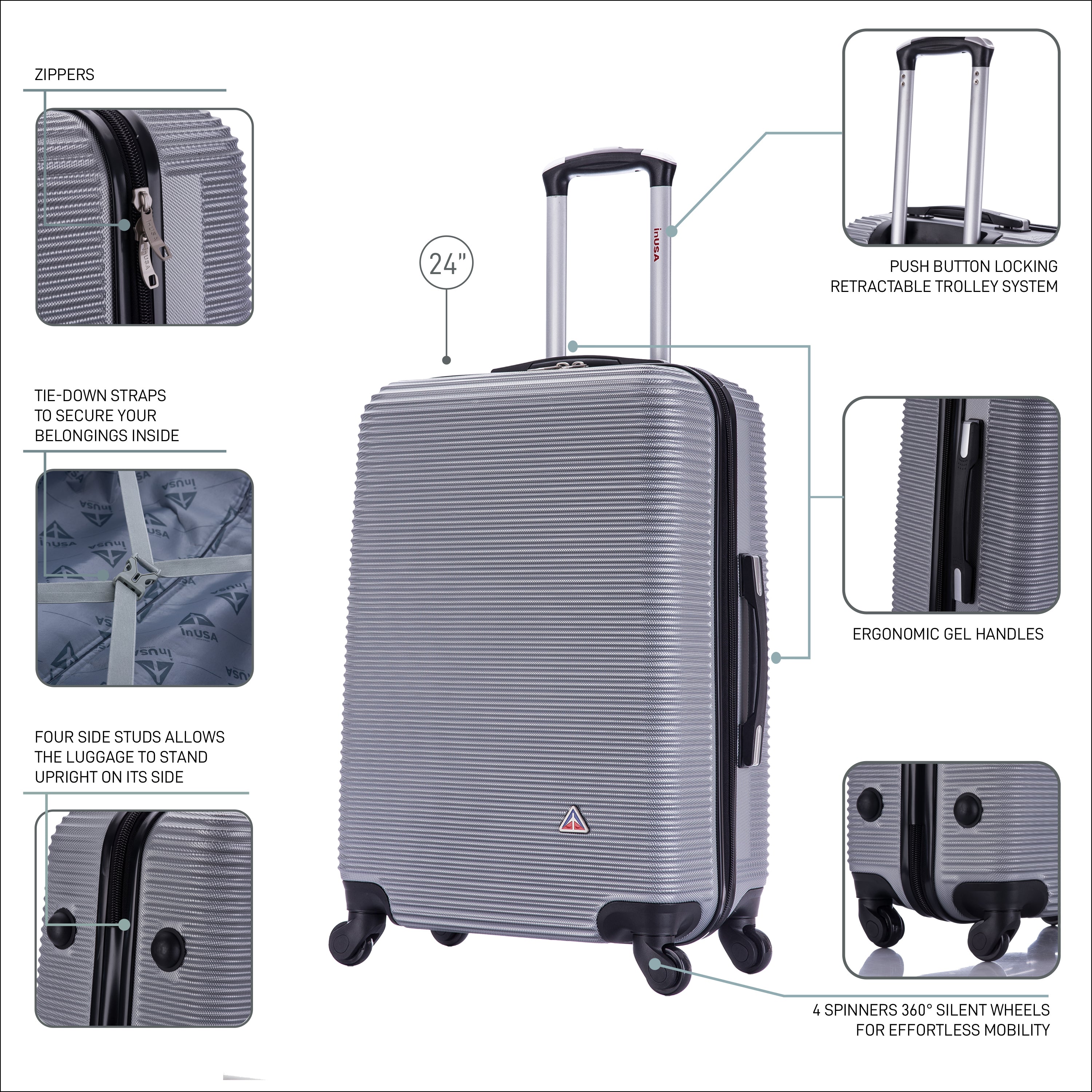 InUSA Luggage Royal Medium 24" Spinner Suitcase
