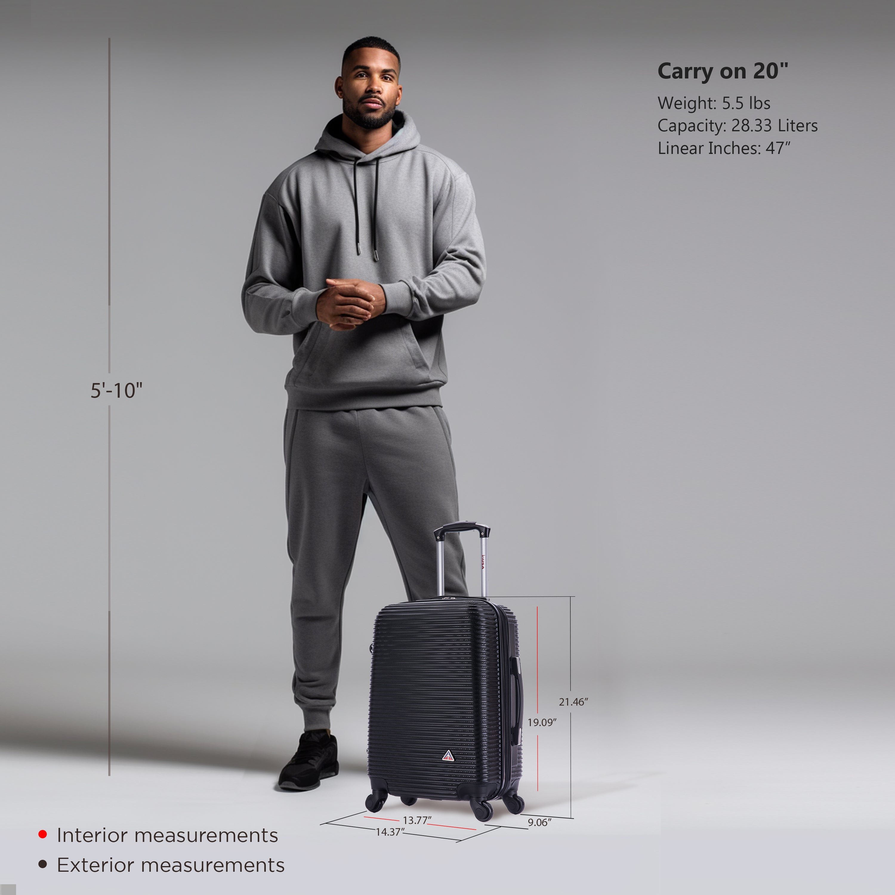 InUSA Luggage Royal Carry On 20" Spinner Suitcase