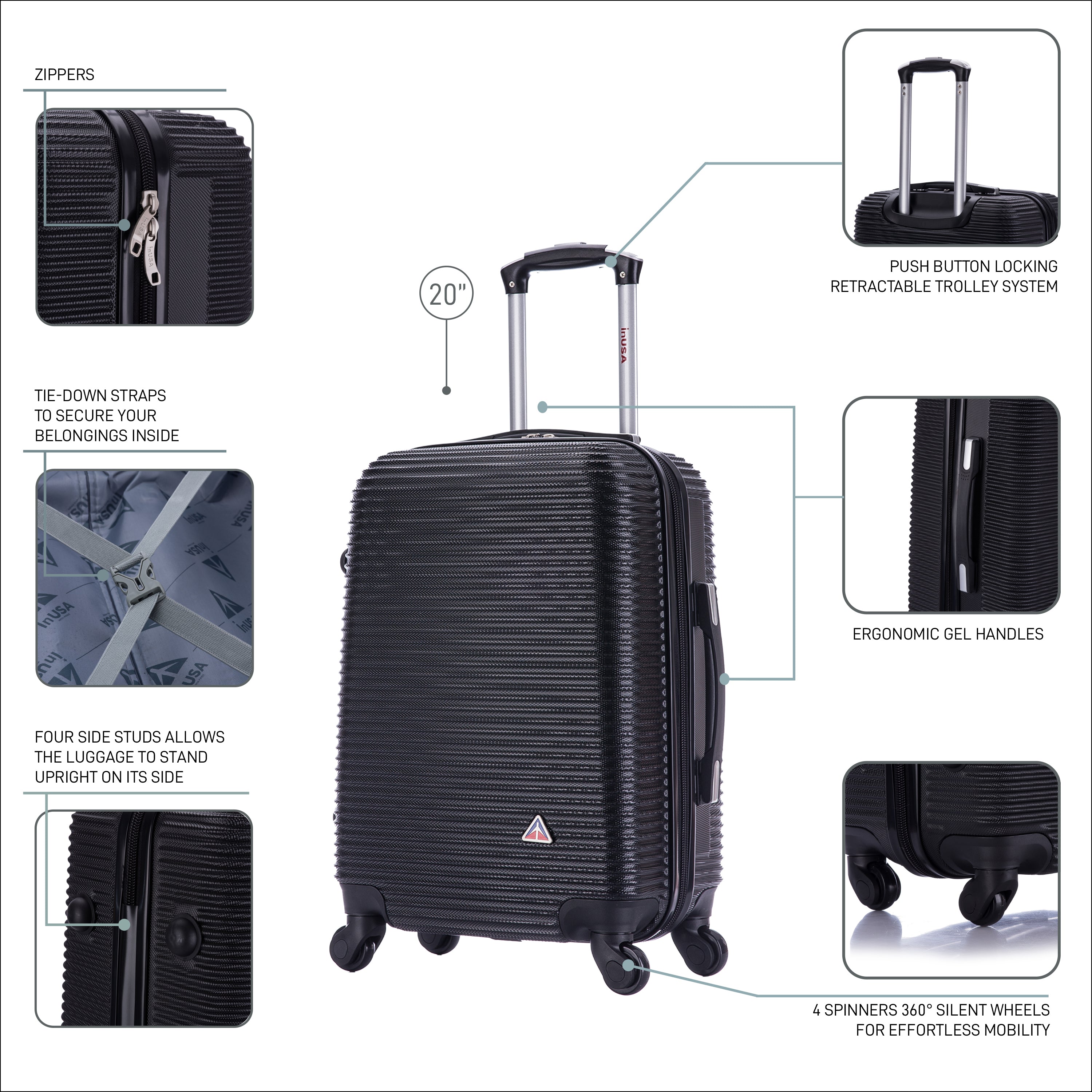InUSA Luggage Royal Carry On 20" Spinner Suitcase