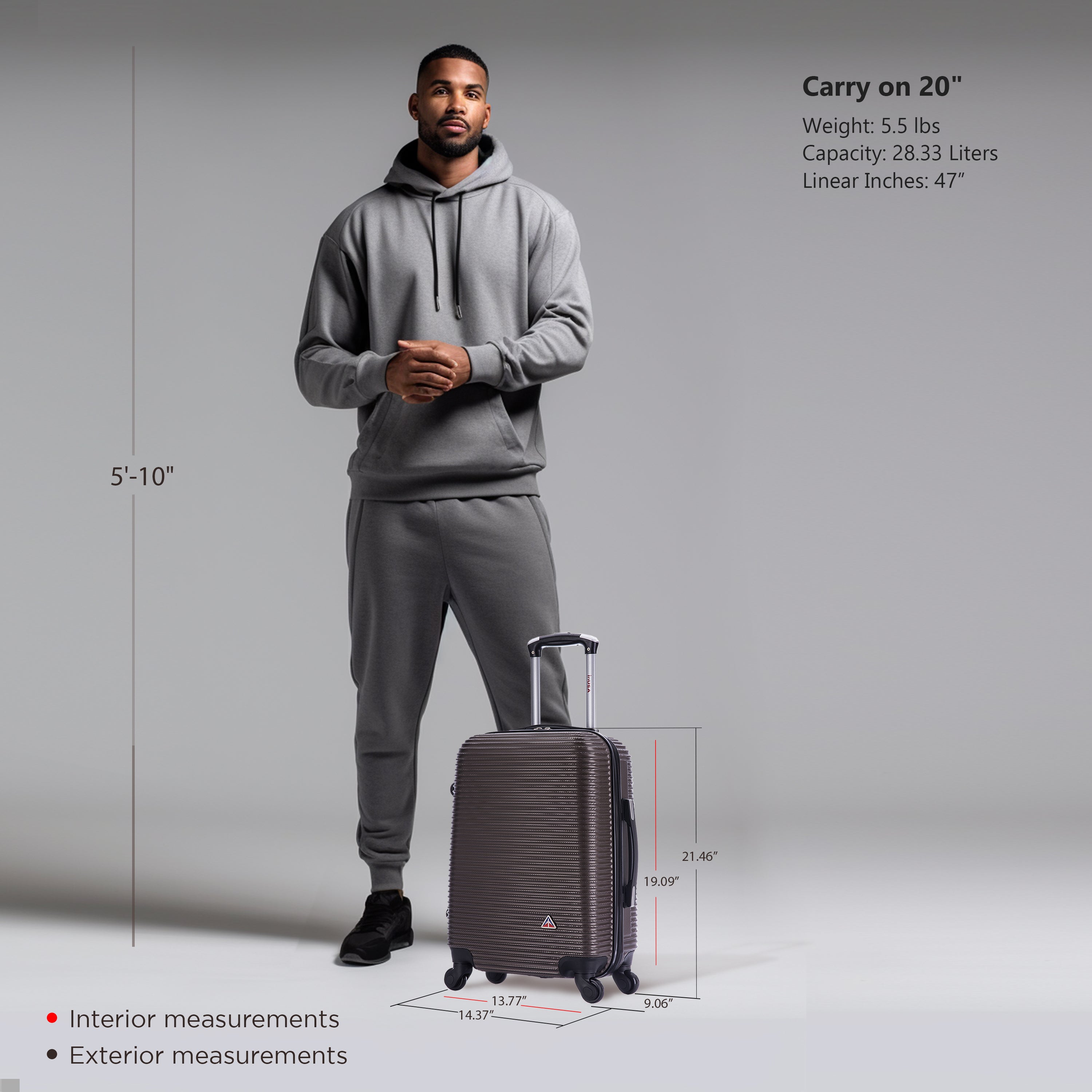 InUSA Luggage Royal Carry On 20" Spinner Suitcase