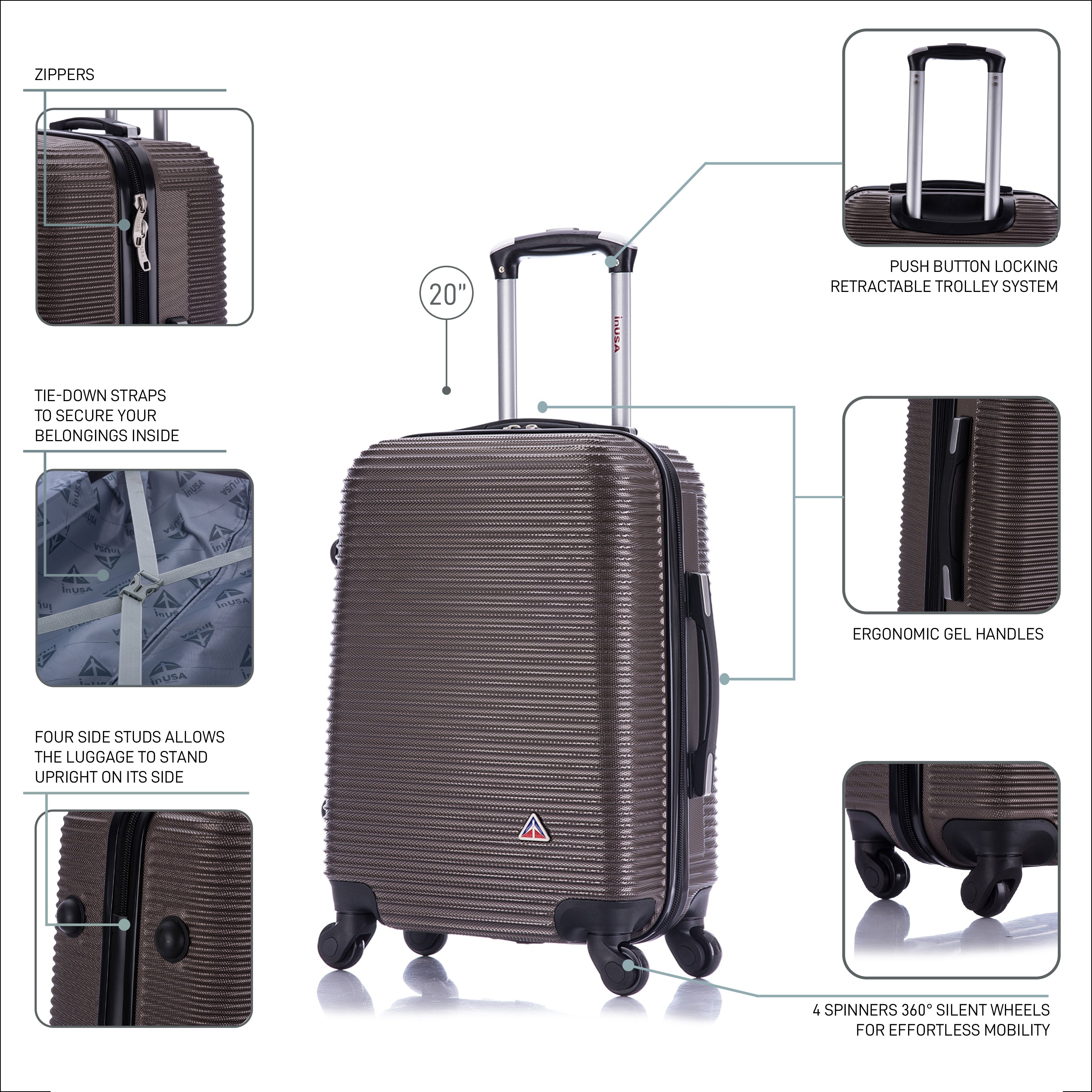 InUSA Luggage Royal Carry On 20" Spinner Suitcase
