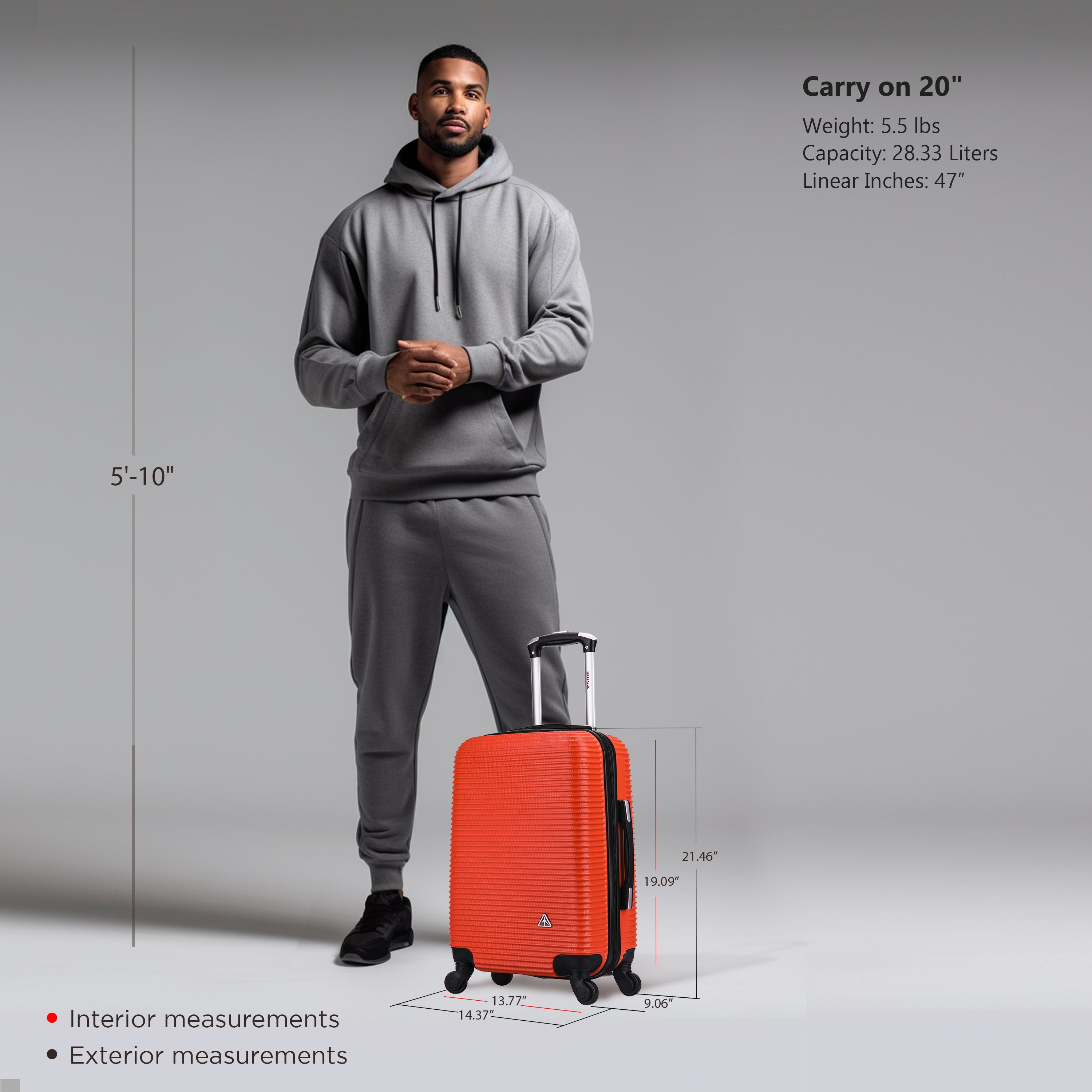 InUSA Luggage Royal Carry On 20" Spinner Suitcase