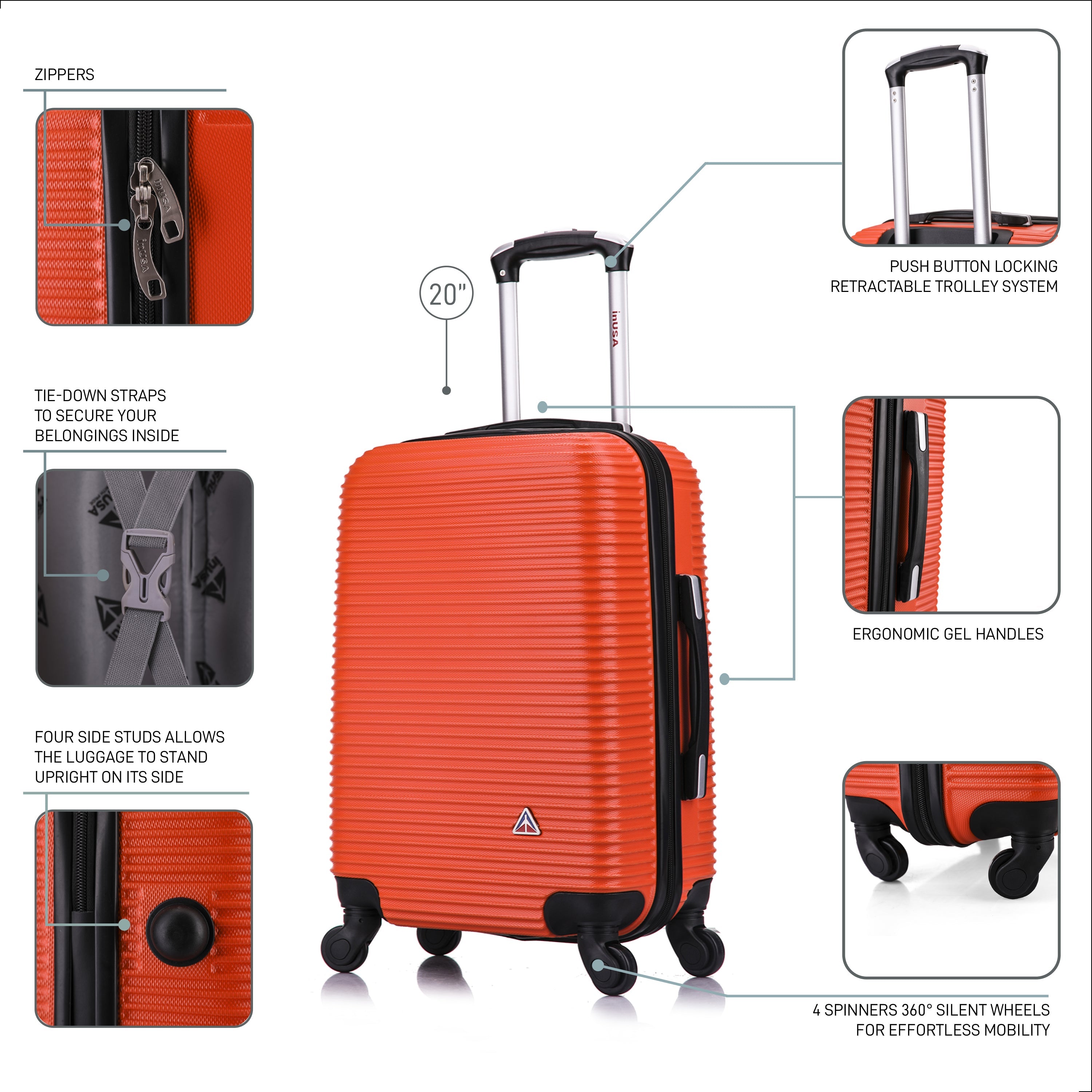 InUSA Luggage Royal Carry On 20" Spinner Suitcase