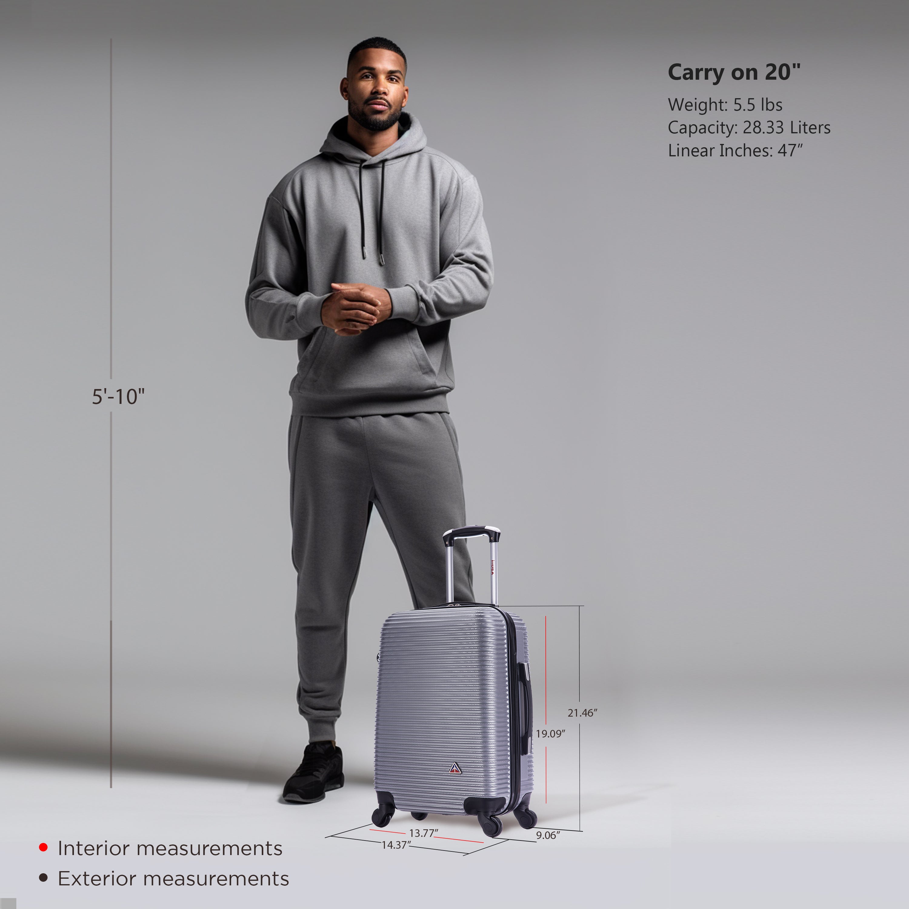 InUSA Luggage Royal Carry On 20" Spinner Suitcase