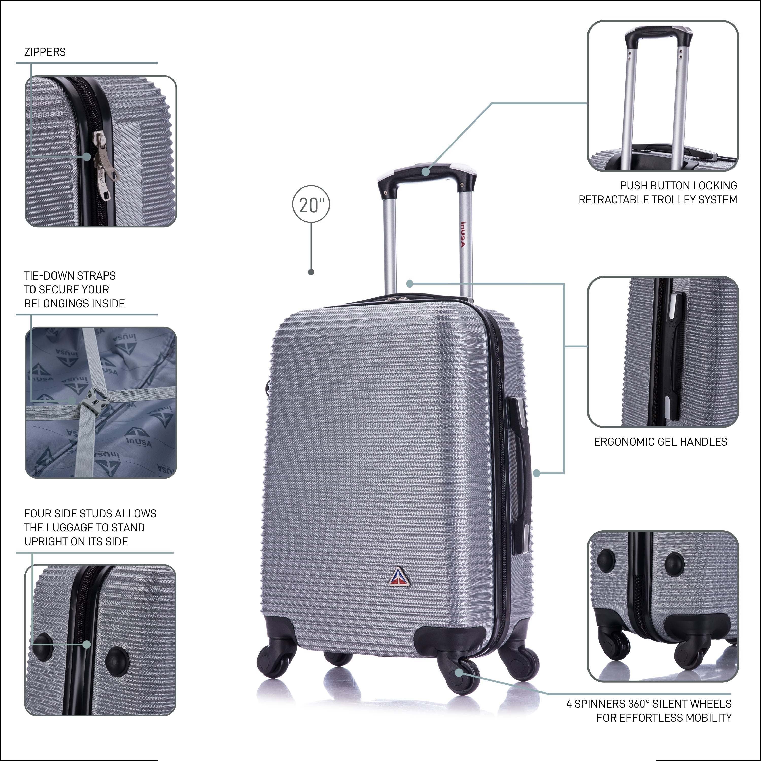 InUSA Luggage Royal Carry On 20" Spinner Suitcase