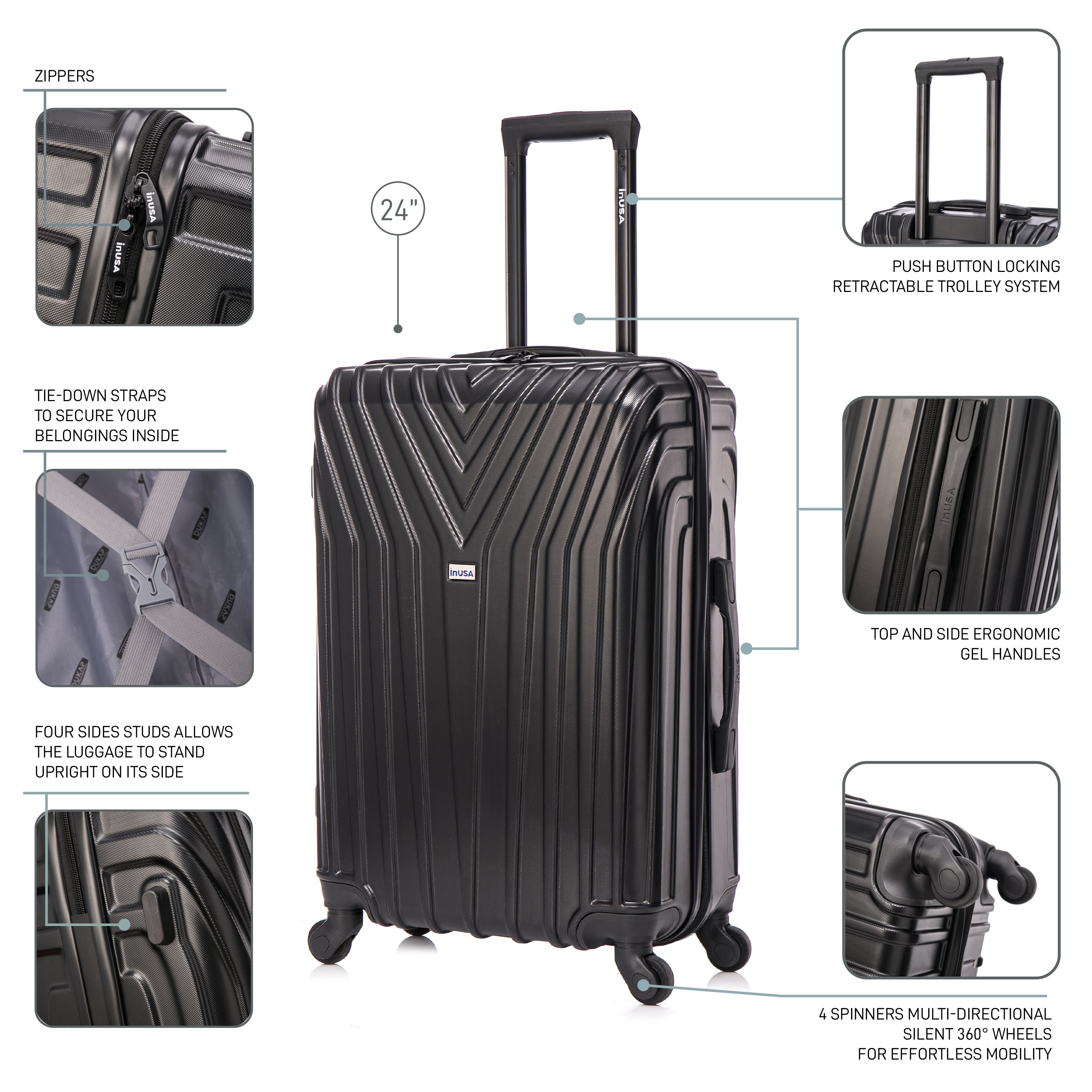 InUSA Luggage Vasty Medium 24" Spinner Suitcase