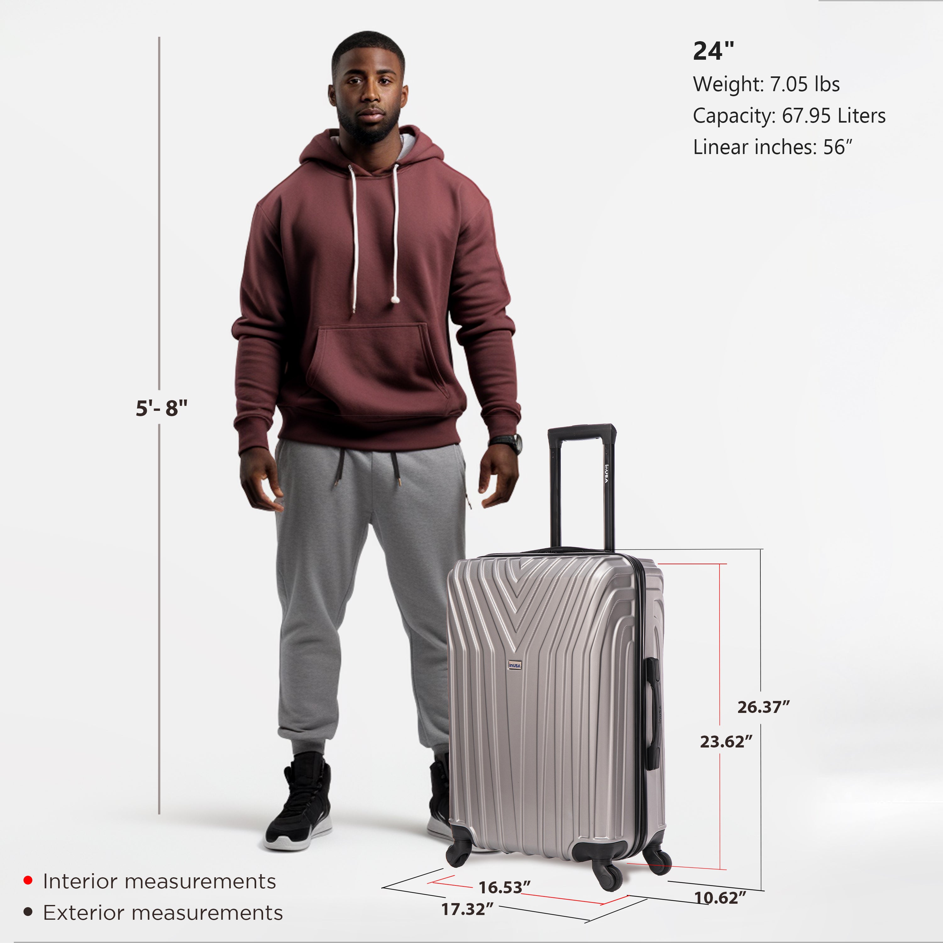 InUSA Luggage Vasty Medium 24" Spinner Suitcase