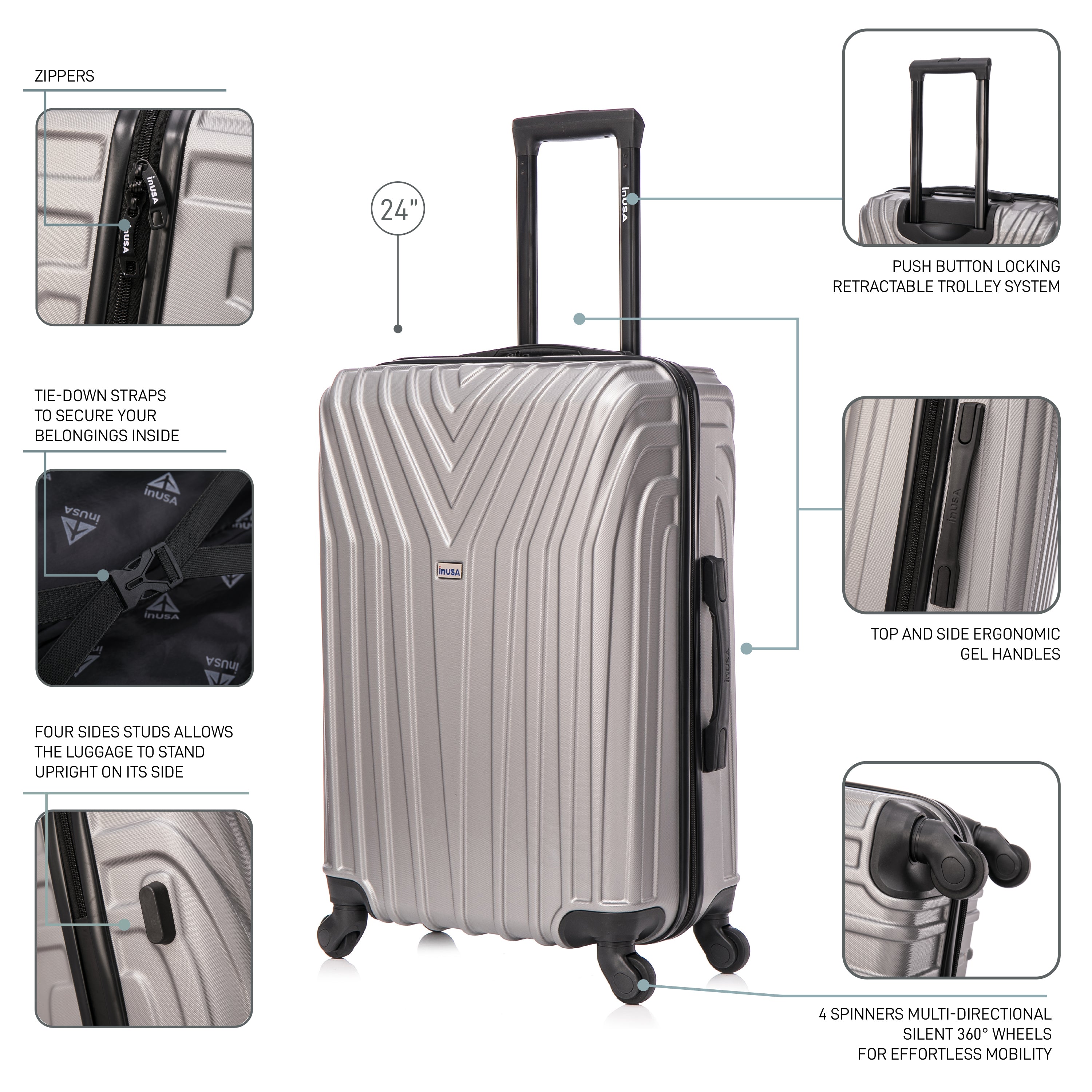 InUSA Luggage Vasty Medium 24" Spinner Suitcase