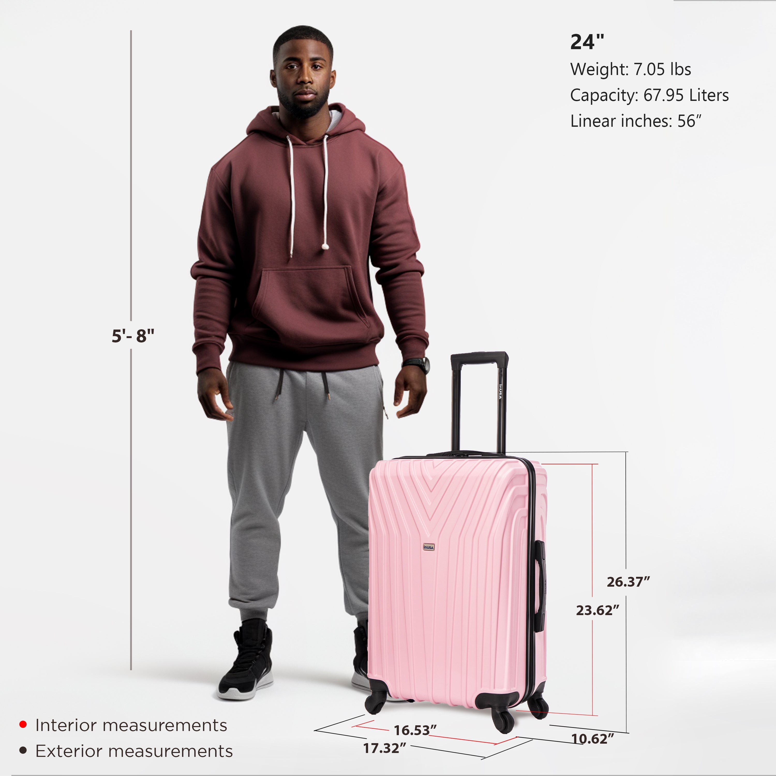 InUSA Luggage Vasty Medium 24" Spinner Suitcase