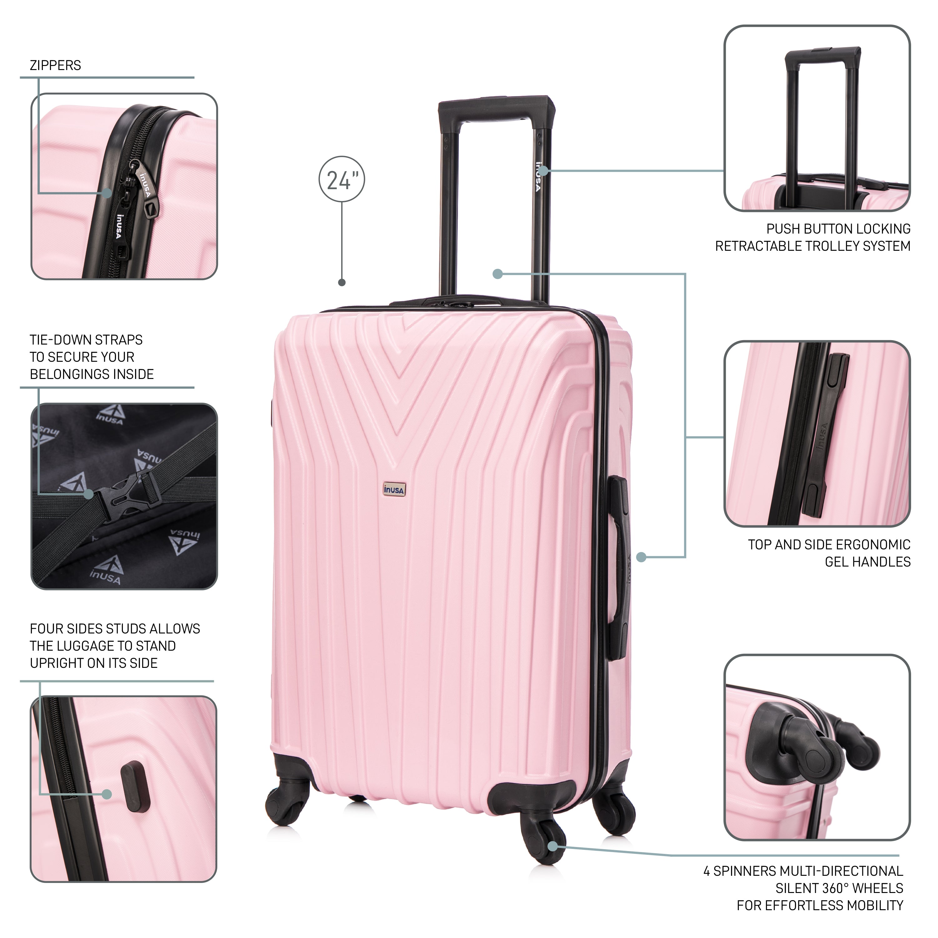 InUSA Luggage Vasty Medium 24" Spinner Suitcase