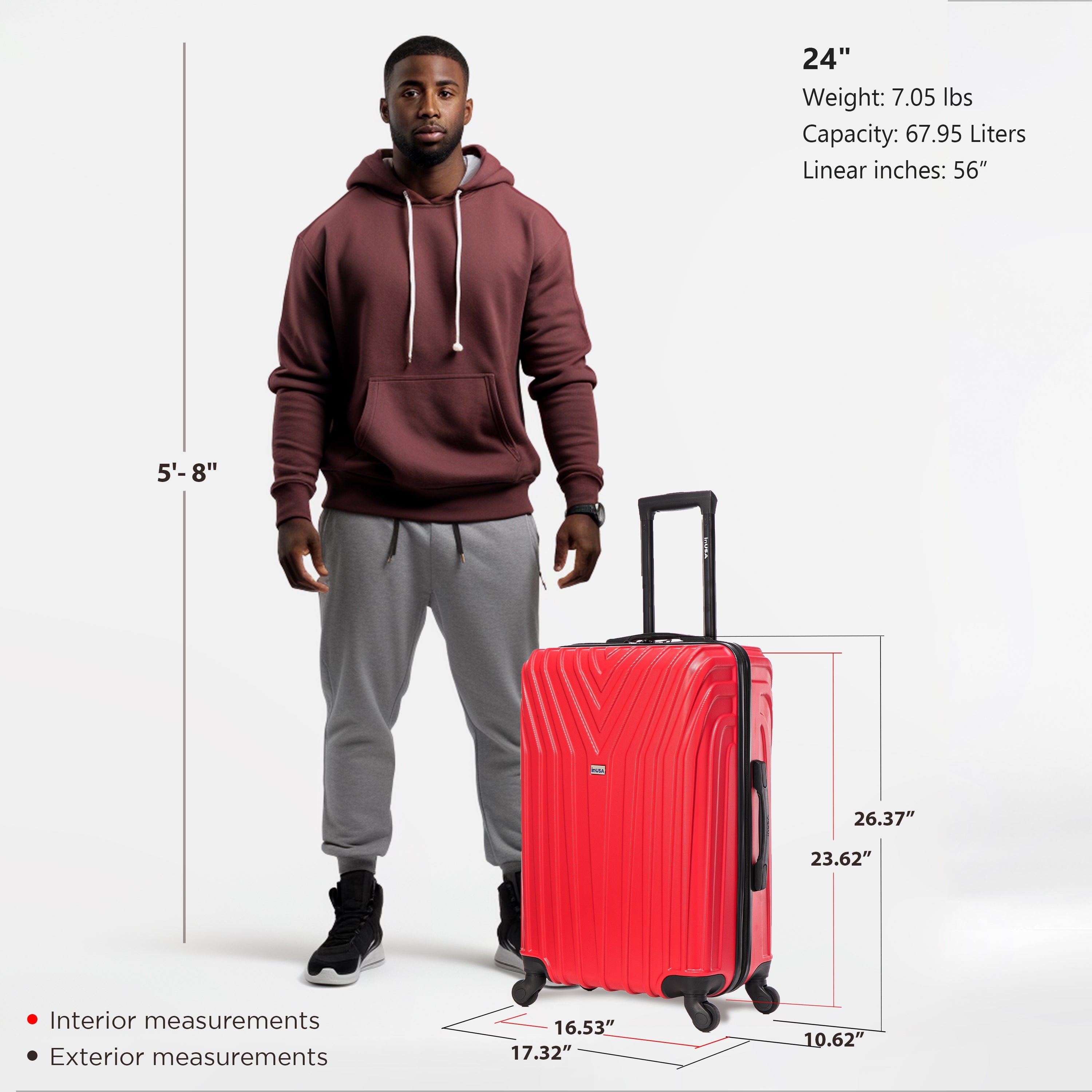 InUSA Luggage Vasty Medium 24" Spinner Suitcase