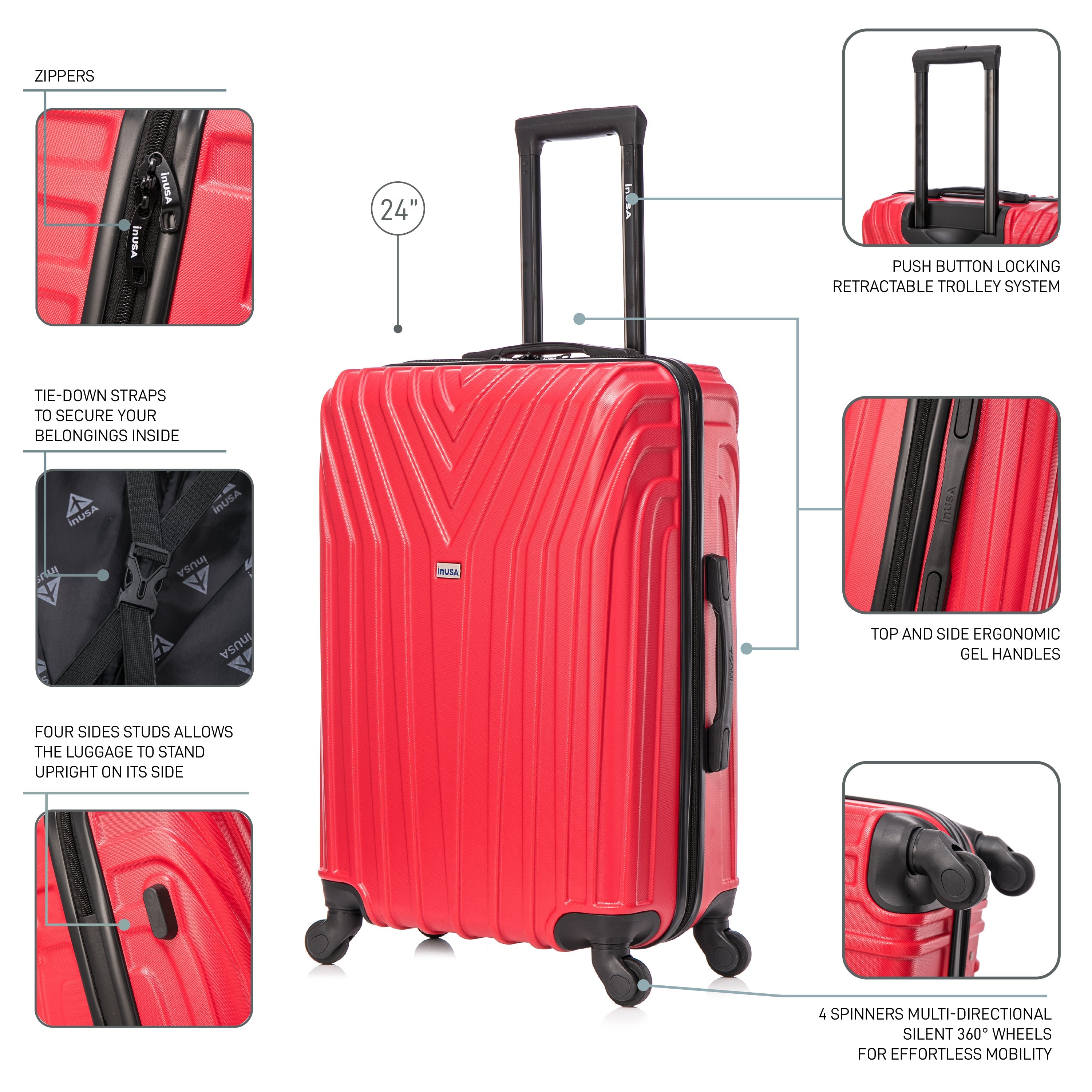 InUSA Luggage Vasty Medium 24" Spinner Suitcase