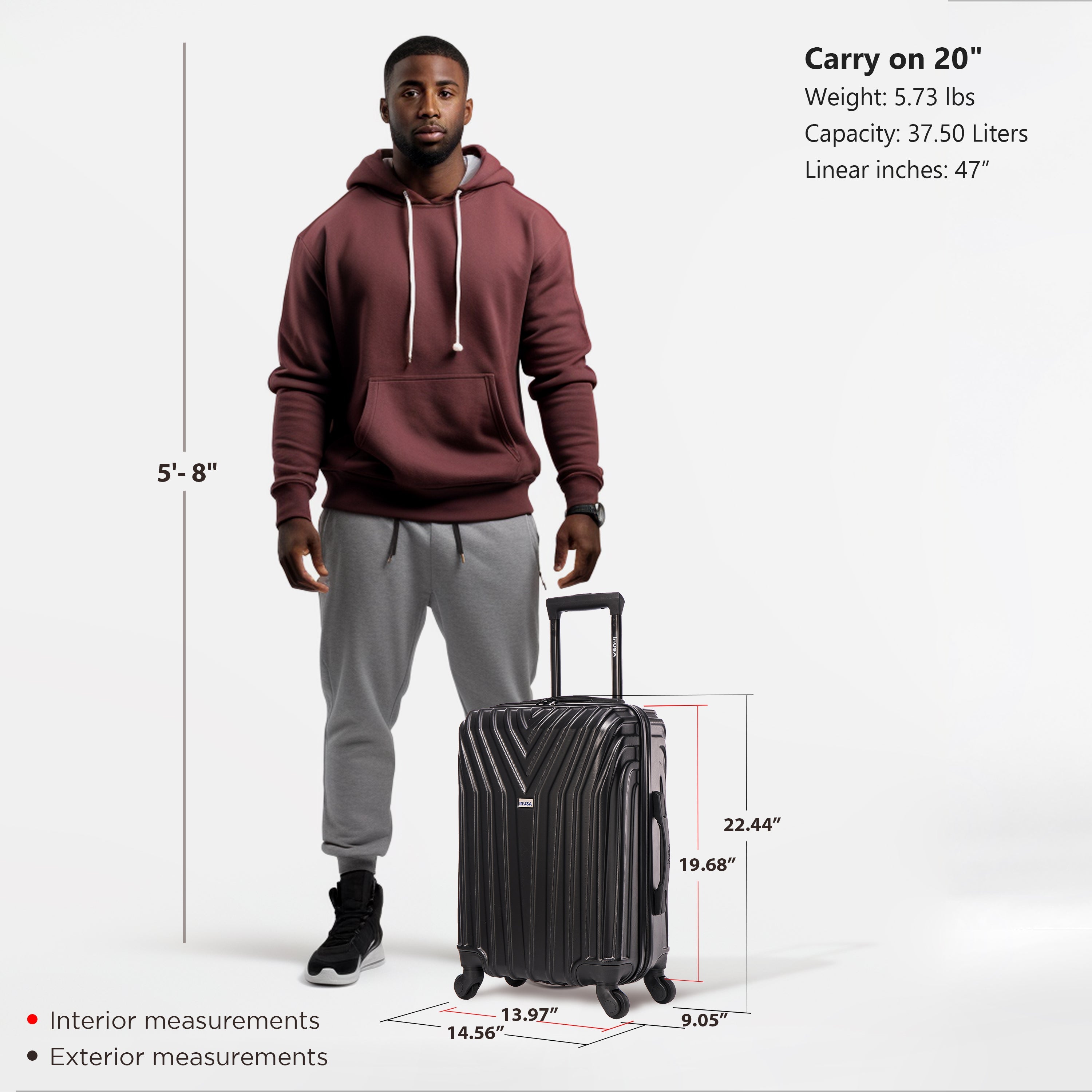 InUSA Luggage Vasty Carry On 20" Spinner Suitcase