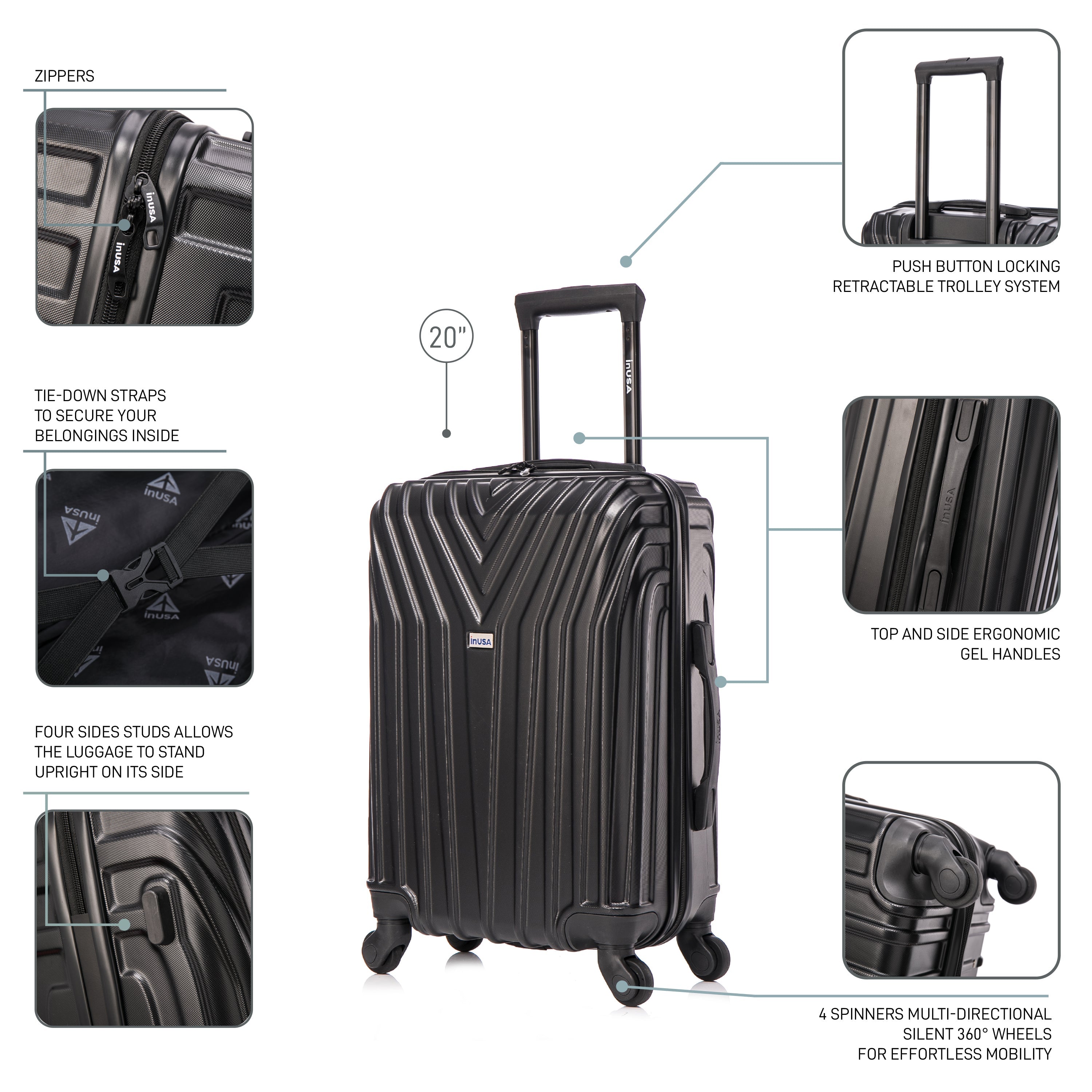 InUSA Luggage Vasty Carry On 20" Spinner Suitcase