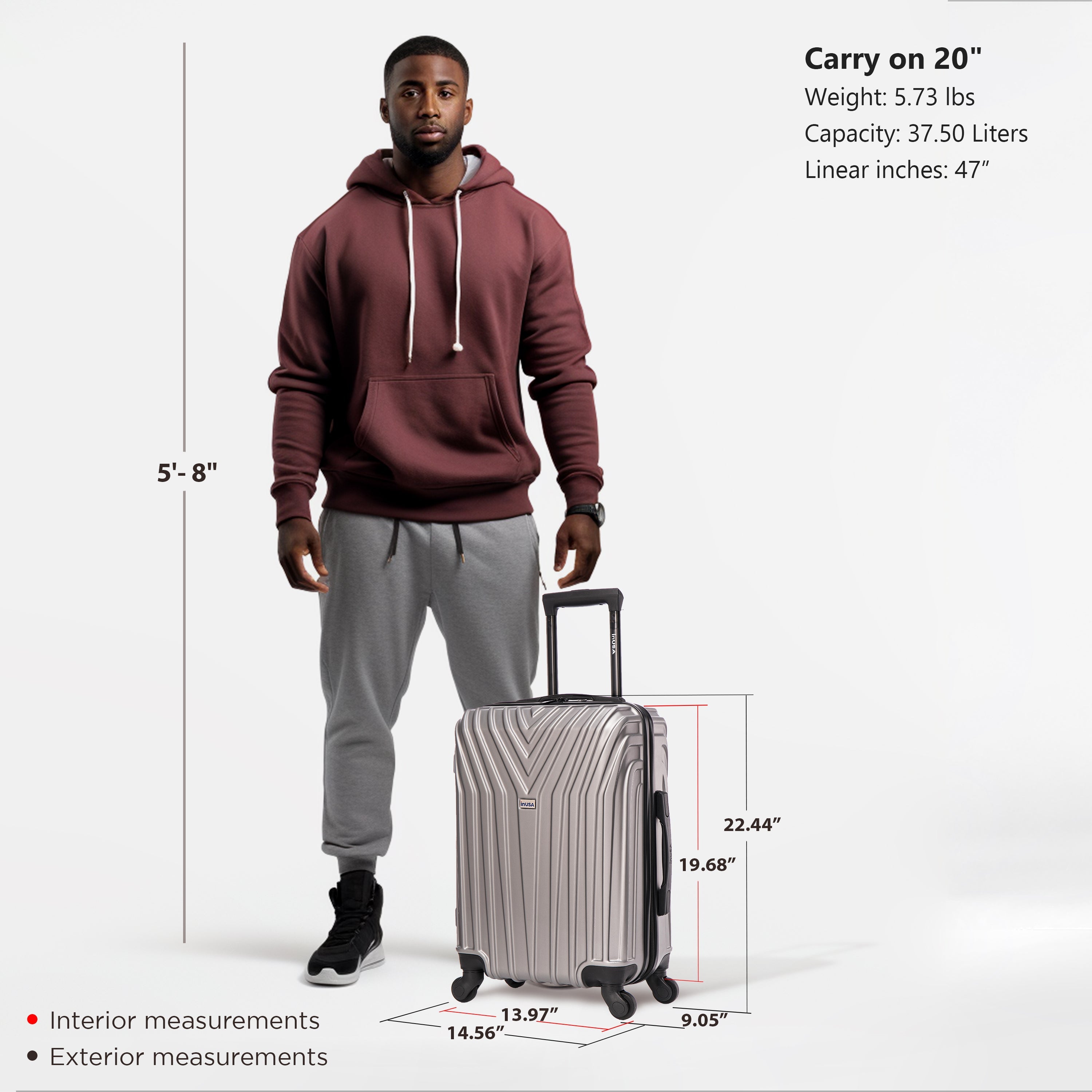 InUSA Luggage Vasty Carry On 20" Spinner Suitcase