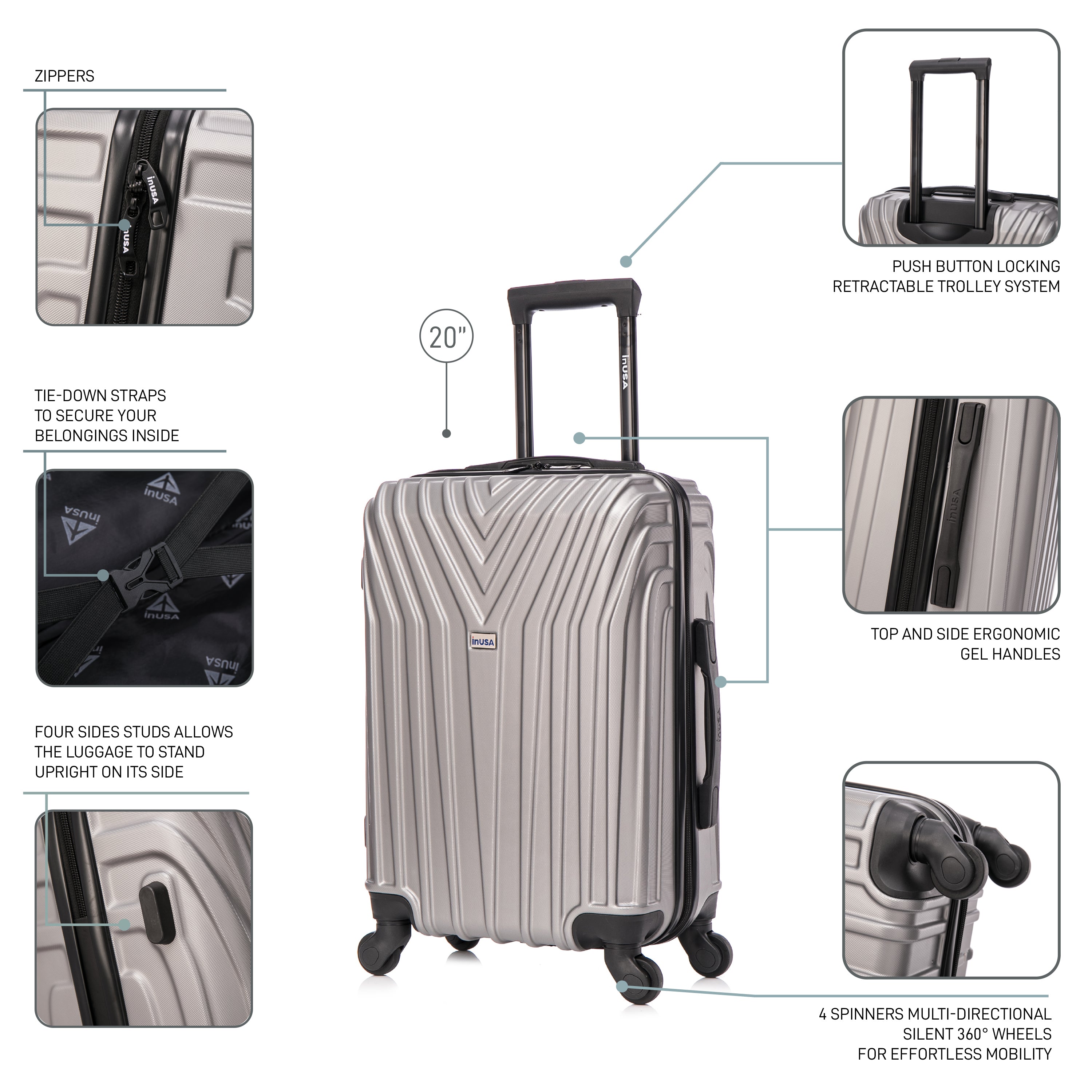 InUSA Luggage Vasty Carry On 20" Spinner Suitcase