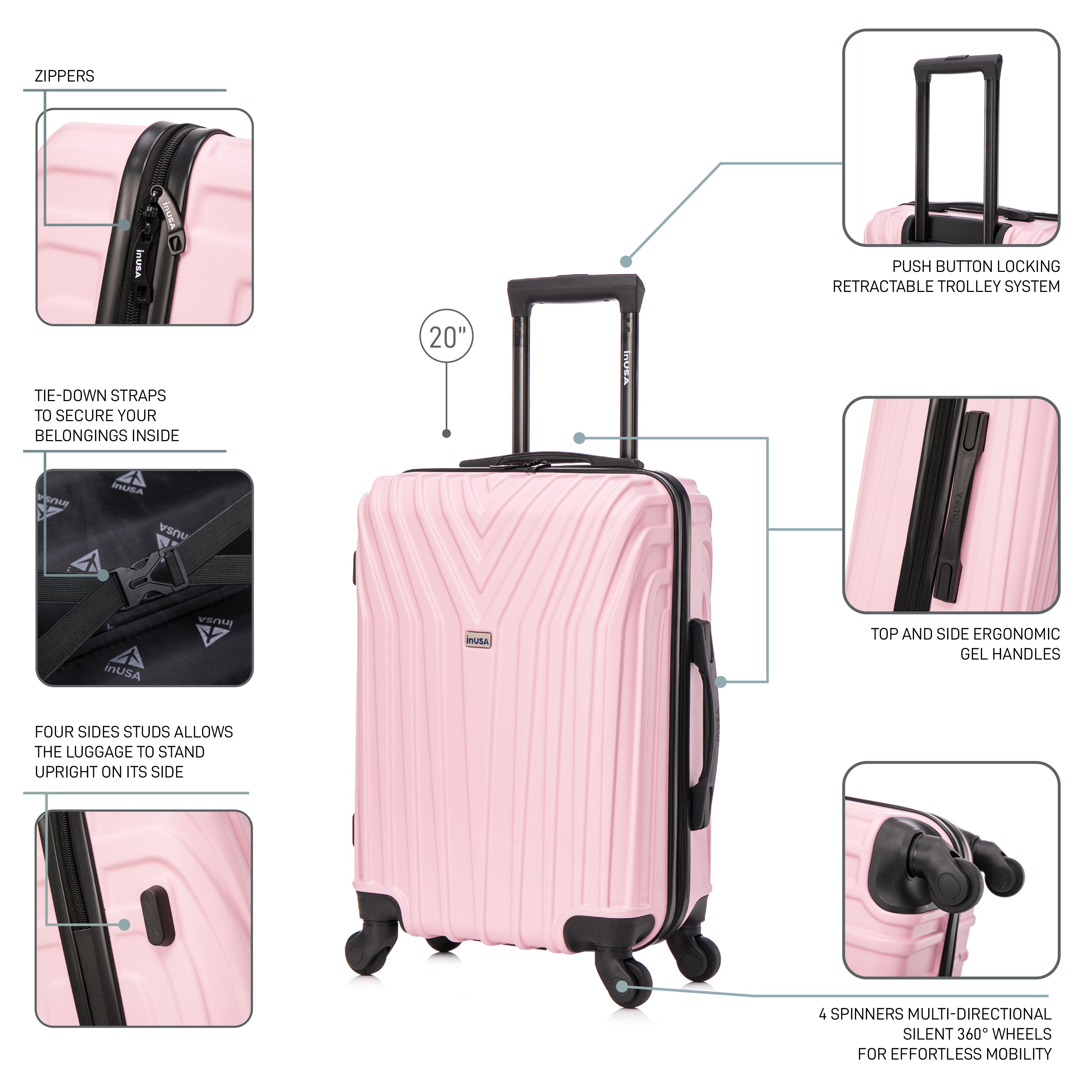 InUSA Luggage Vasty Carry On 20" Spinner Suitcase