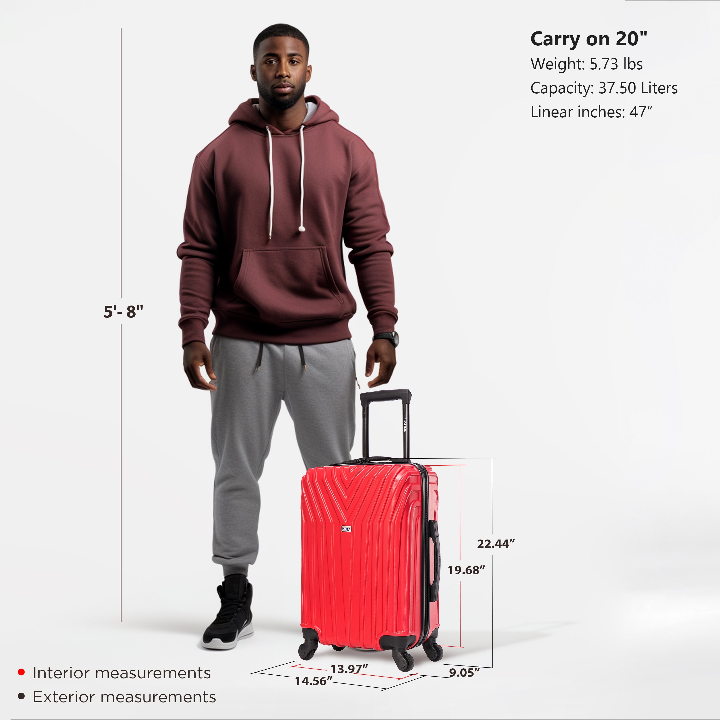 InUSA Luggage Vasty Carry On 20" Spinner Suitcase