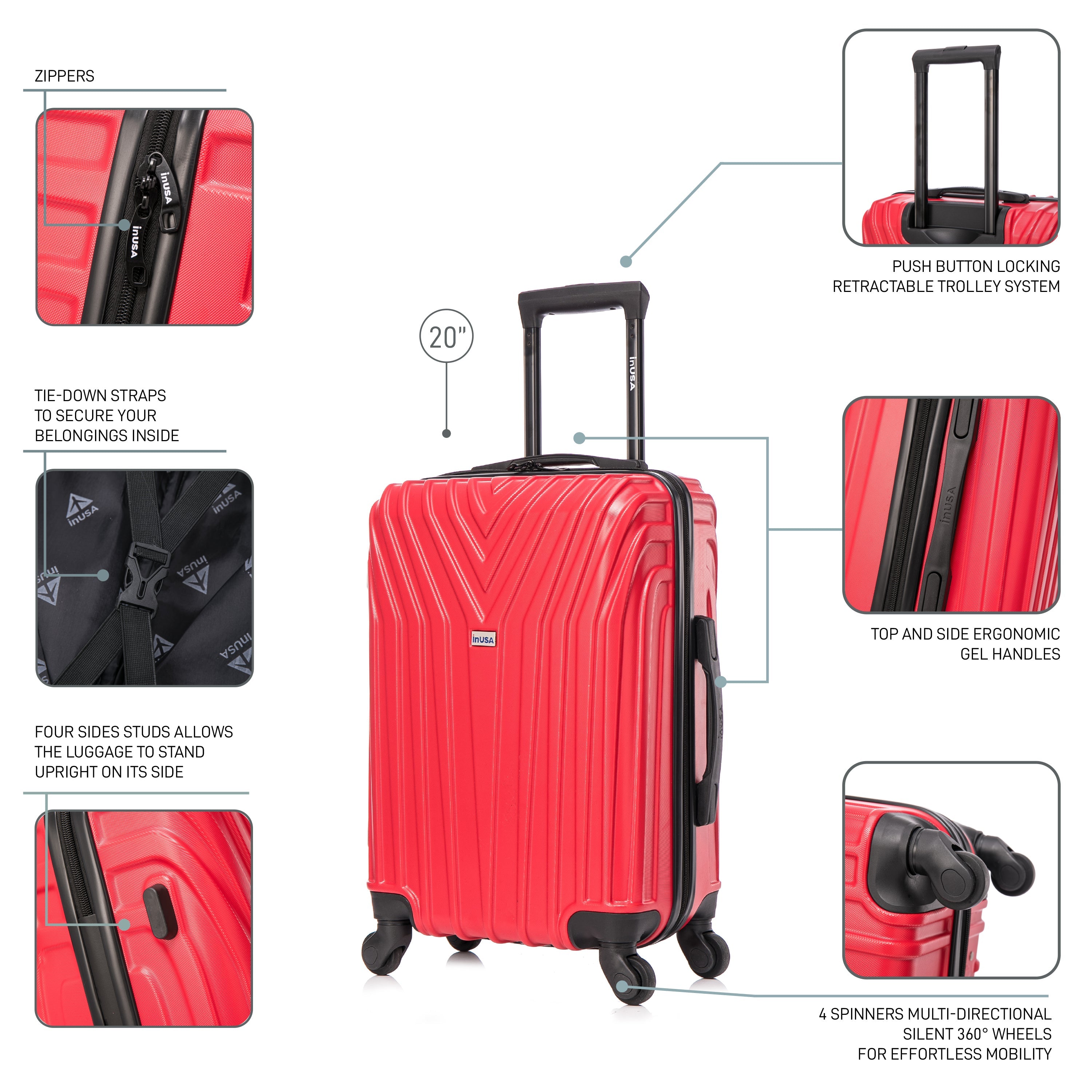 InUSA Luggage Vasty Carry On 20" Spinner Suitcase