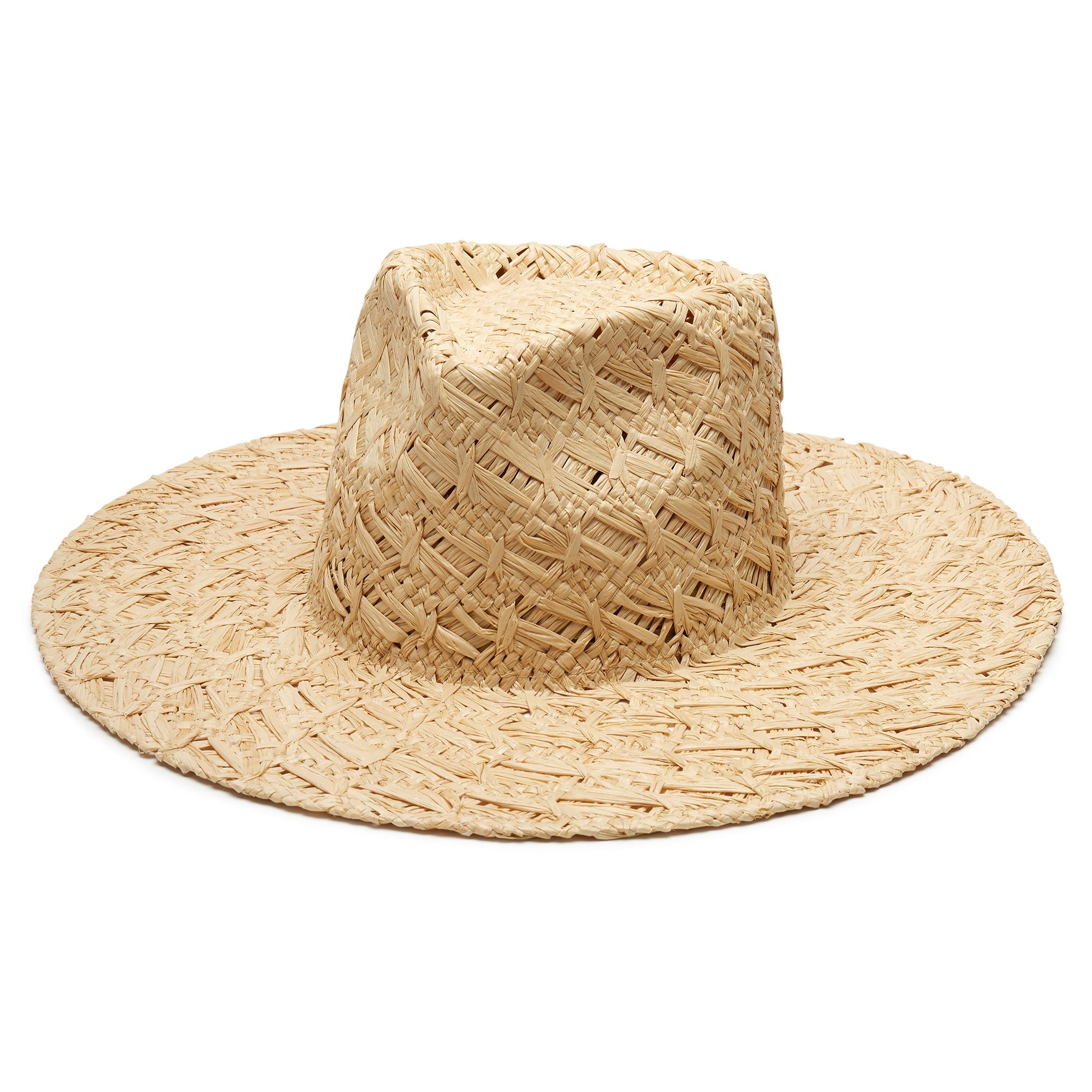 Woven straw hat on a white background