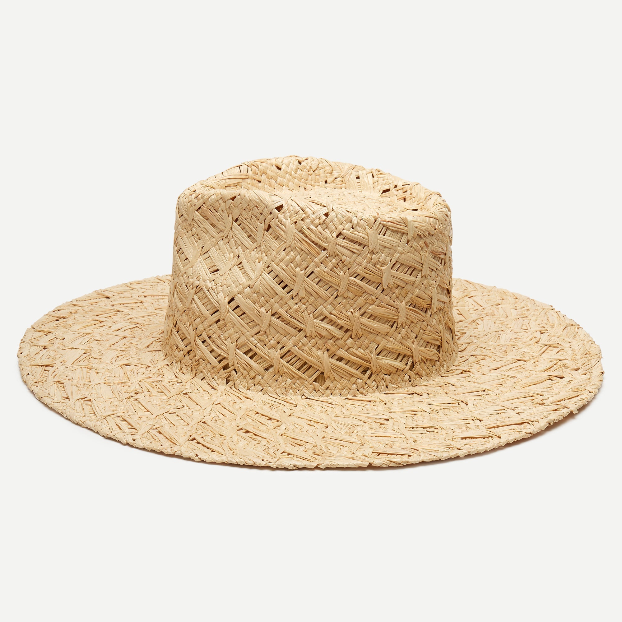 Beige straw hat on a light gray background