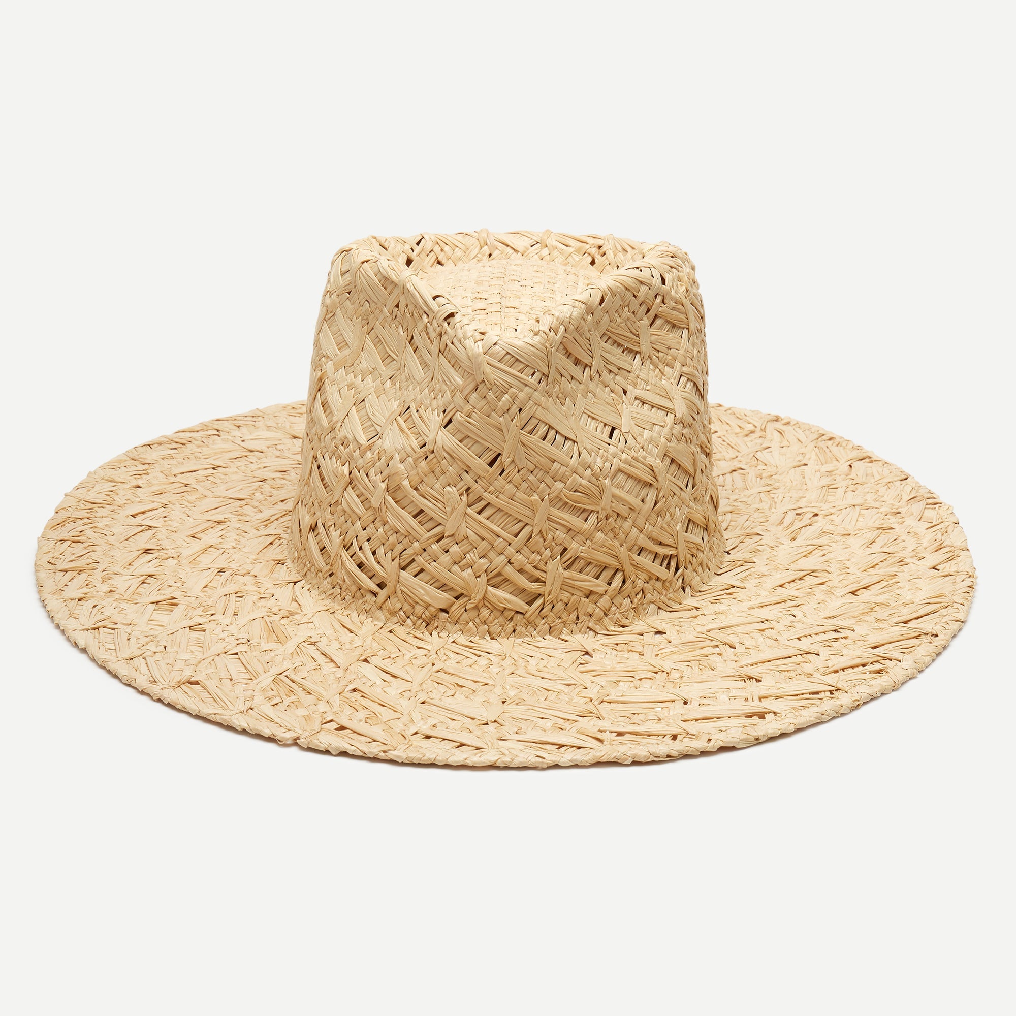 Beige straw hat on a white background