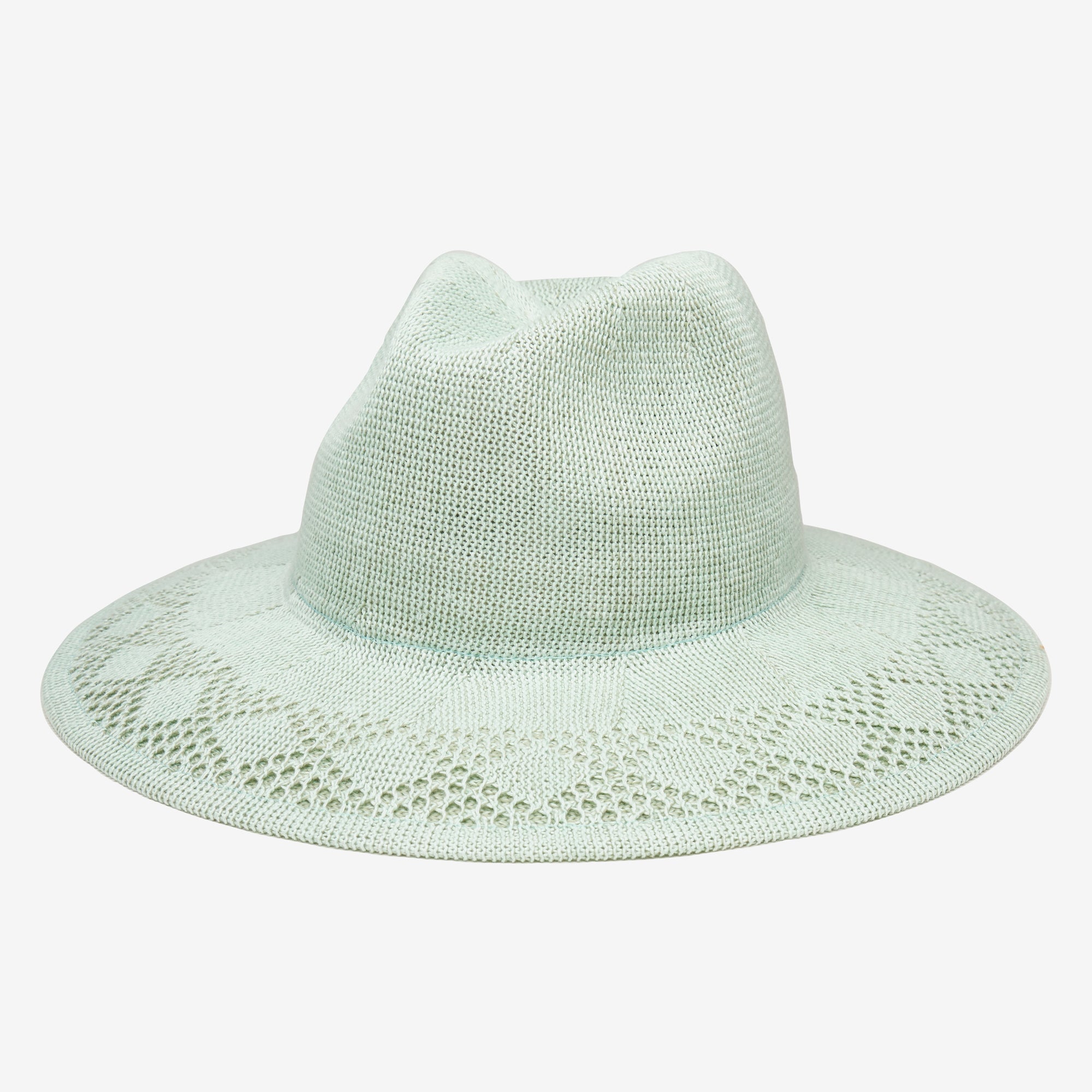 Light green straw hat on a white background