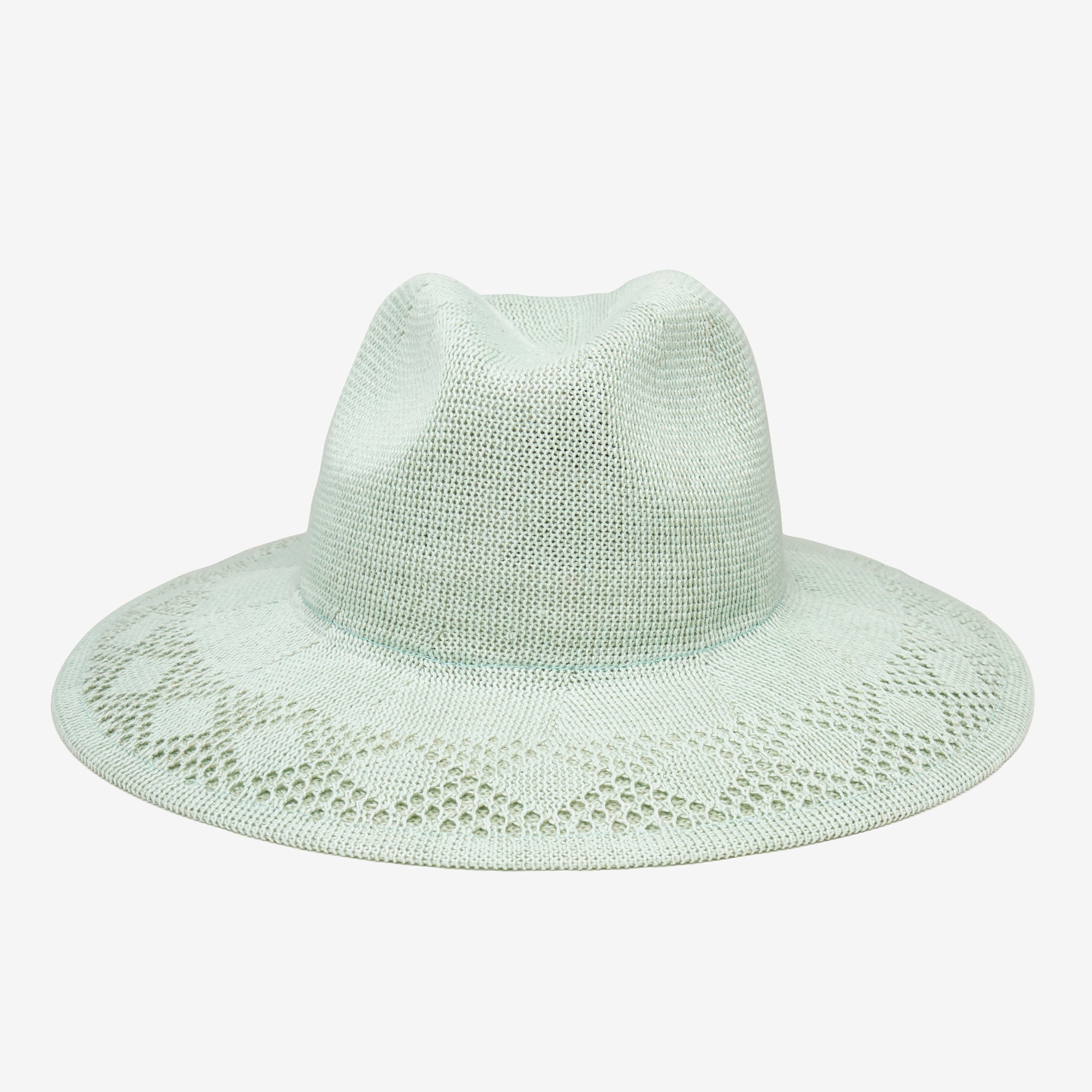 Light green straw hat on a white background