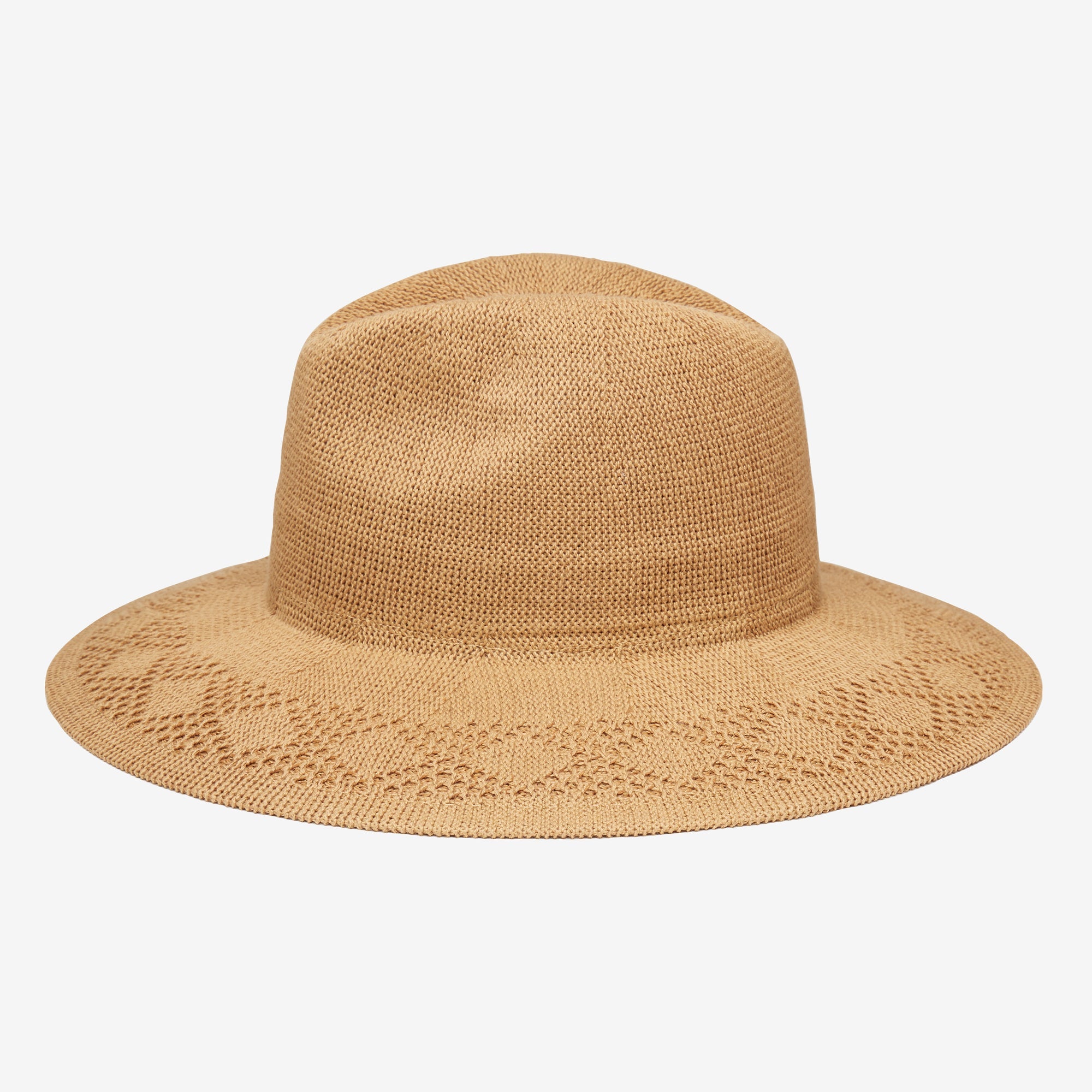 Beige straw hat on a white background