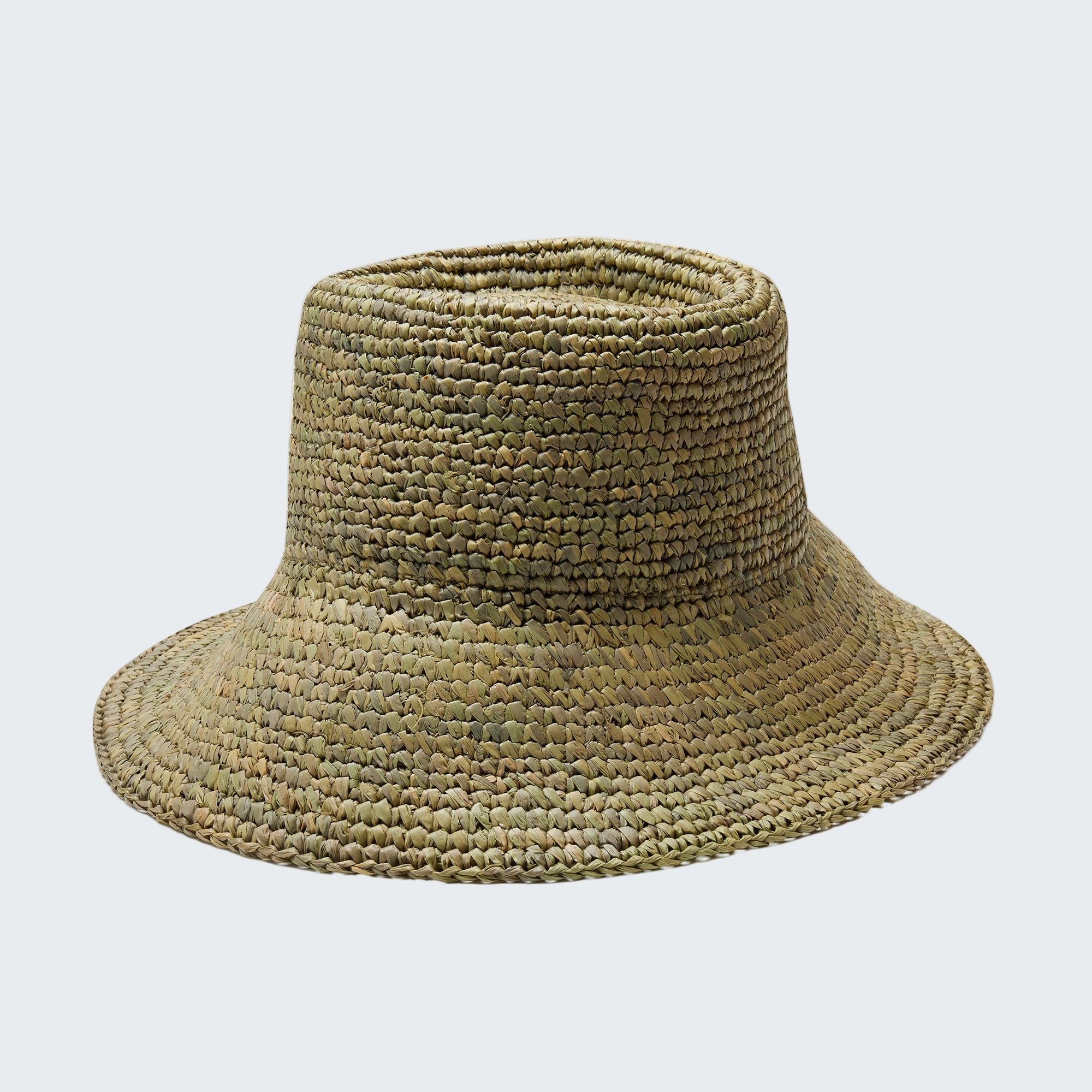 Woven straw hat on a white background