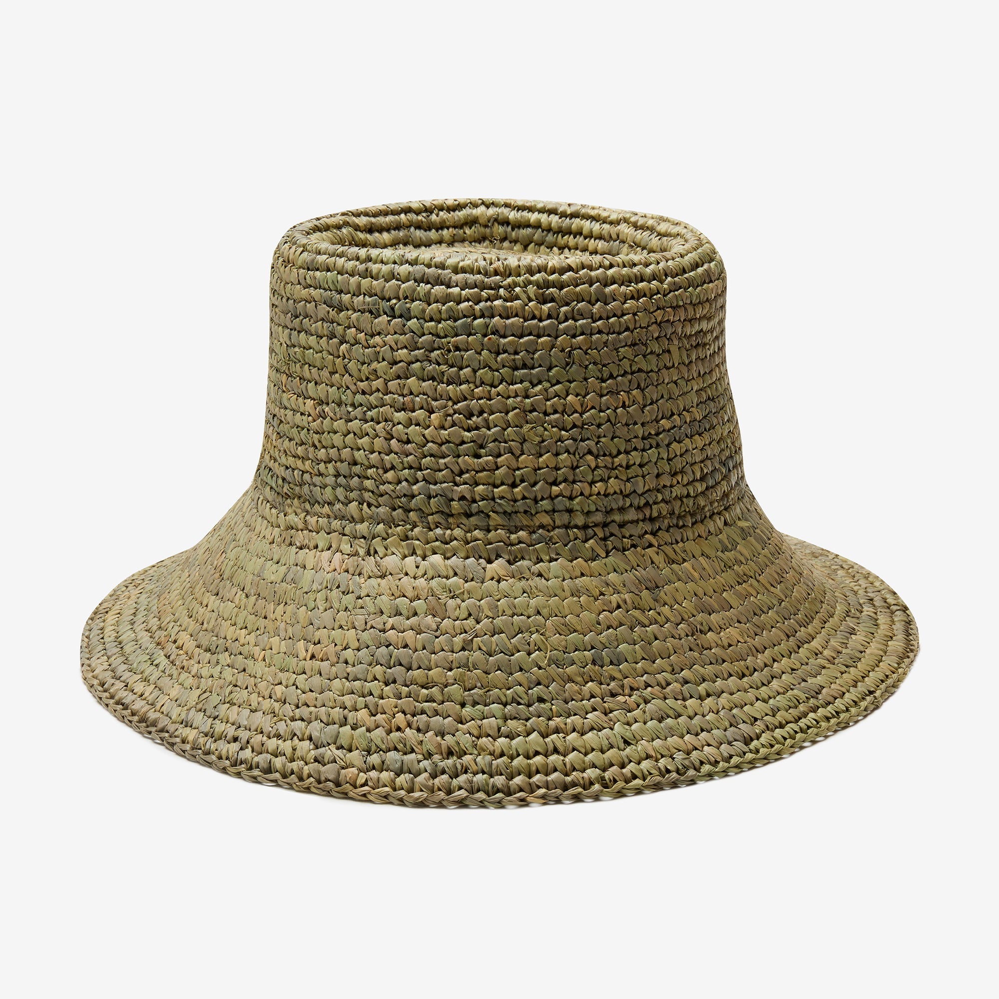 Woven straw hat on a white background