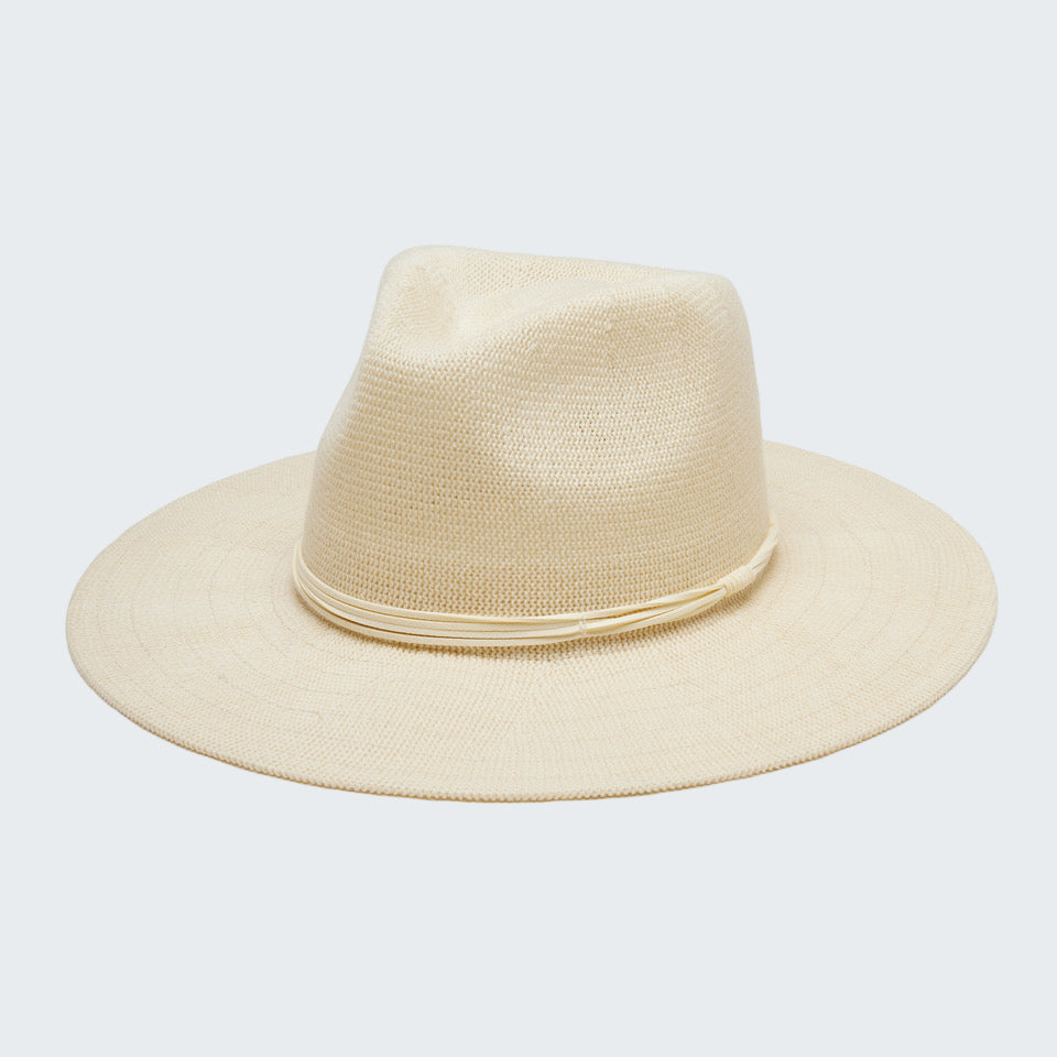 Beige straw hat on a white background