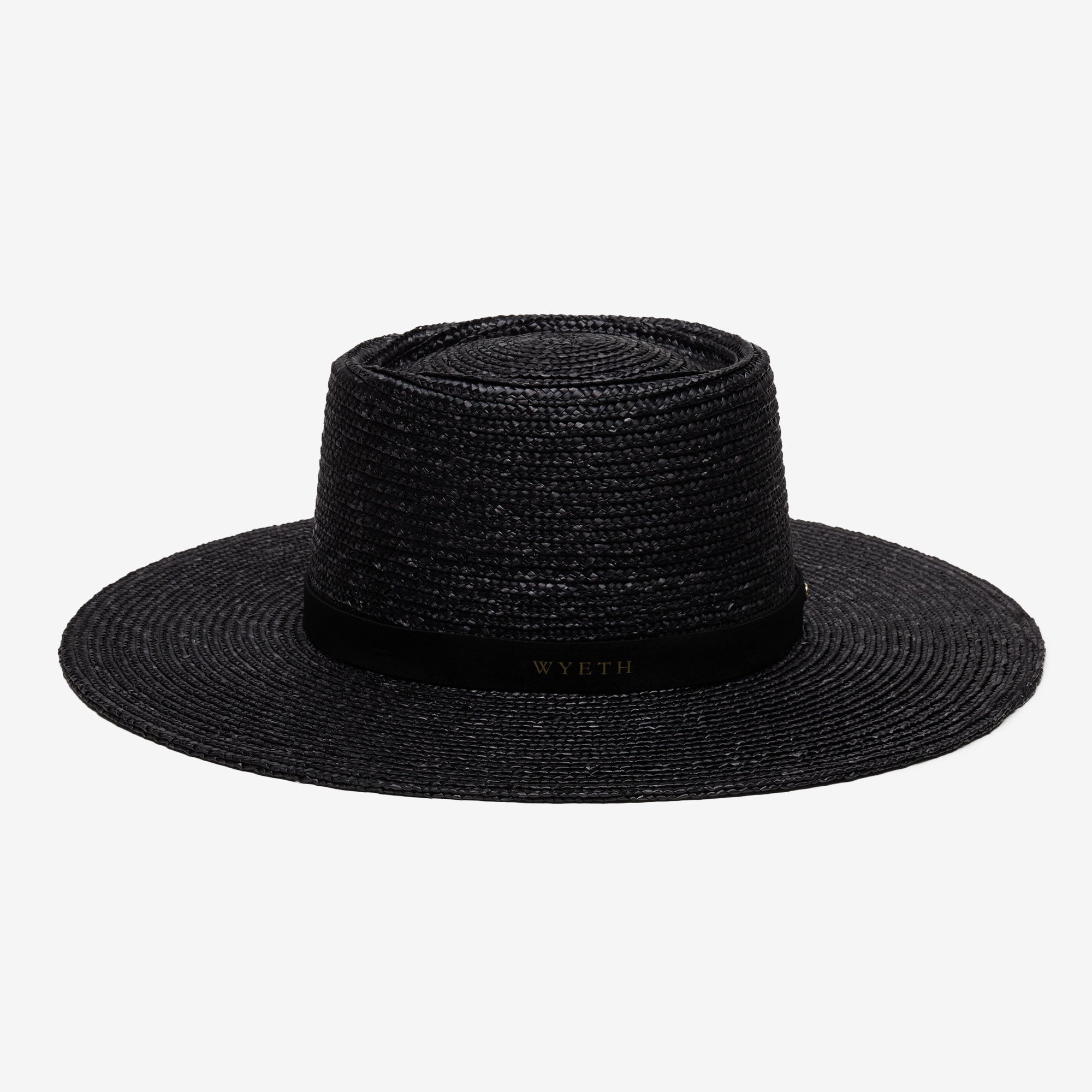 Black straw hat on a white background