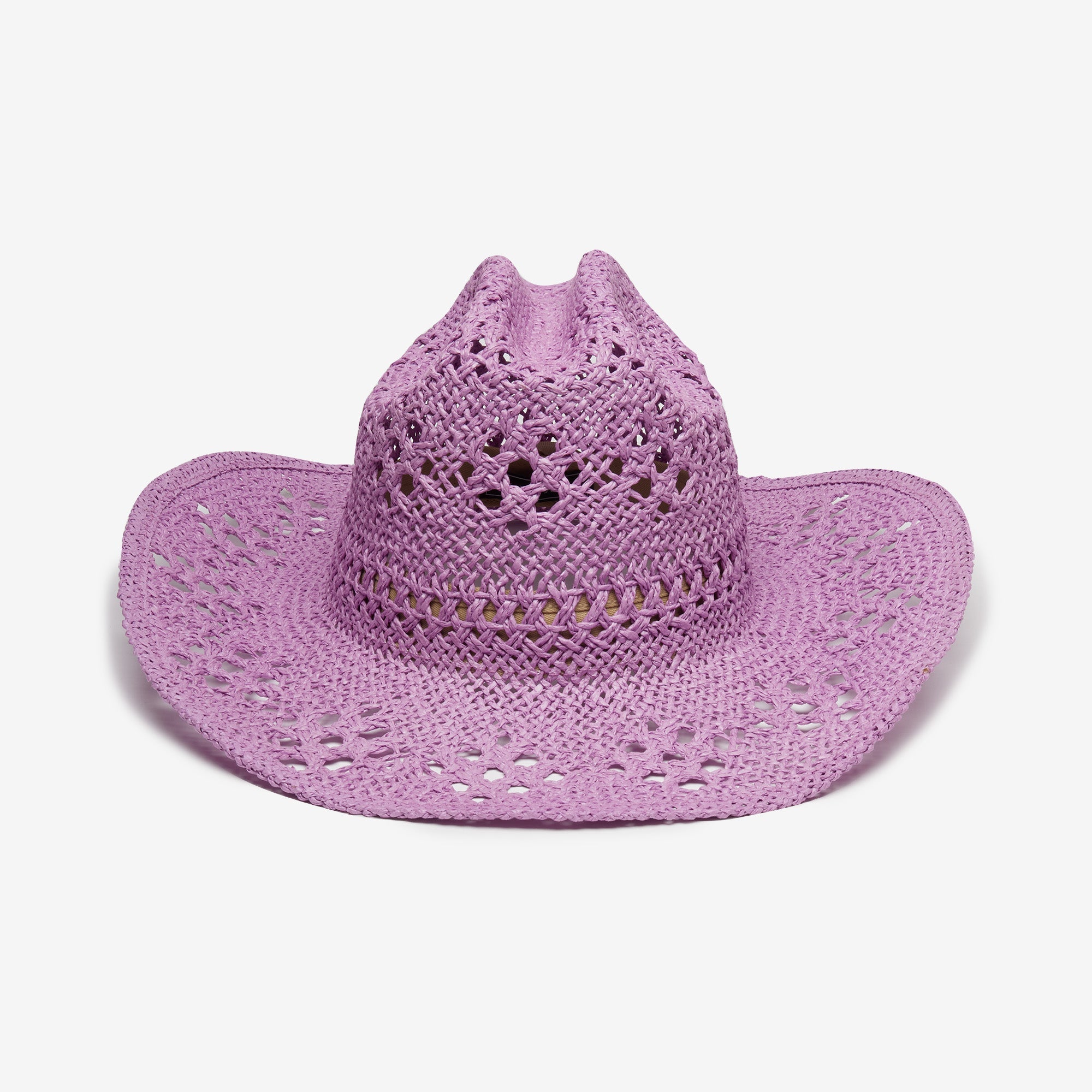 Purple straw hat on a light gray background