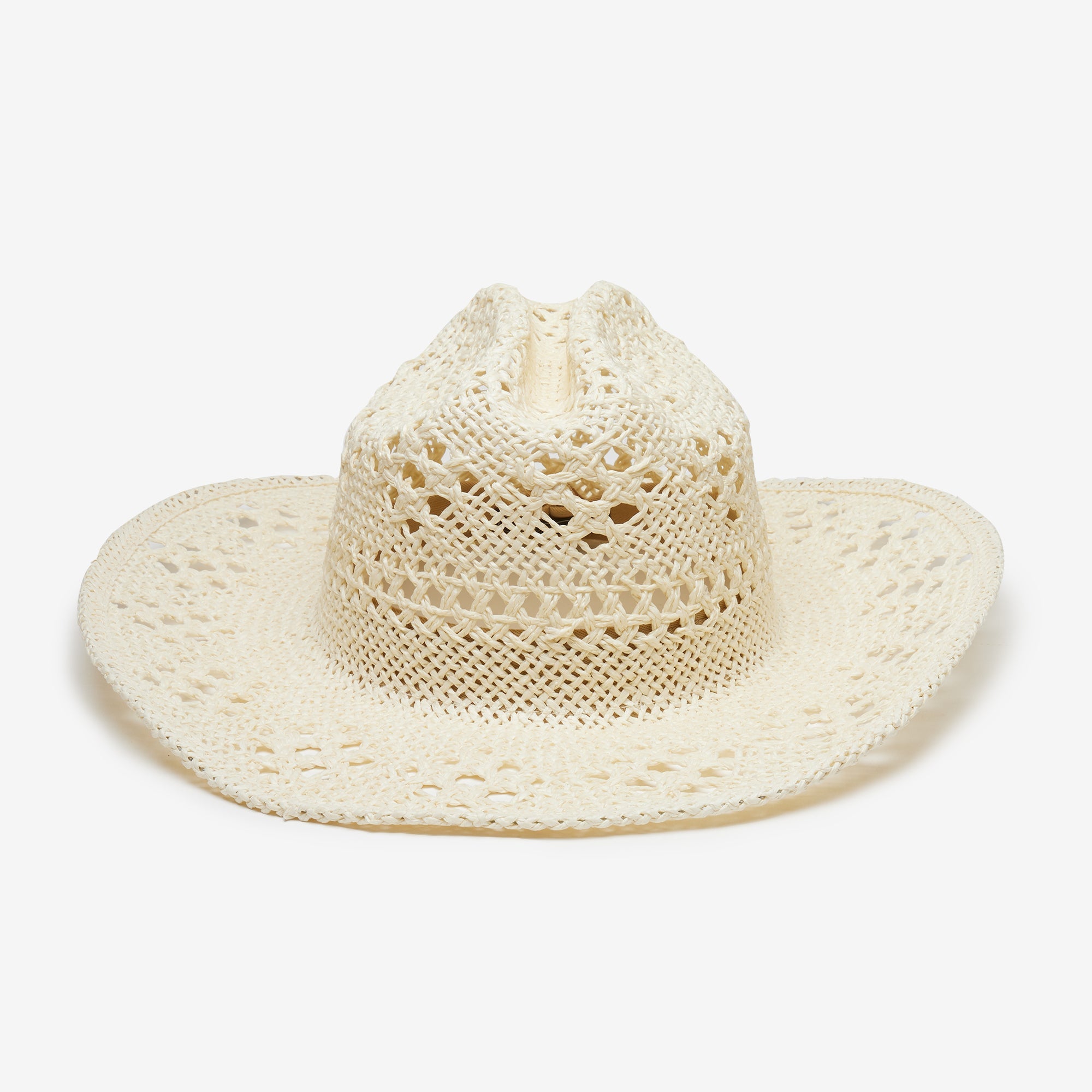 Beige straw hat on a white background