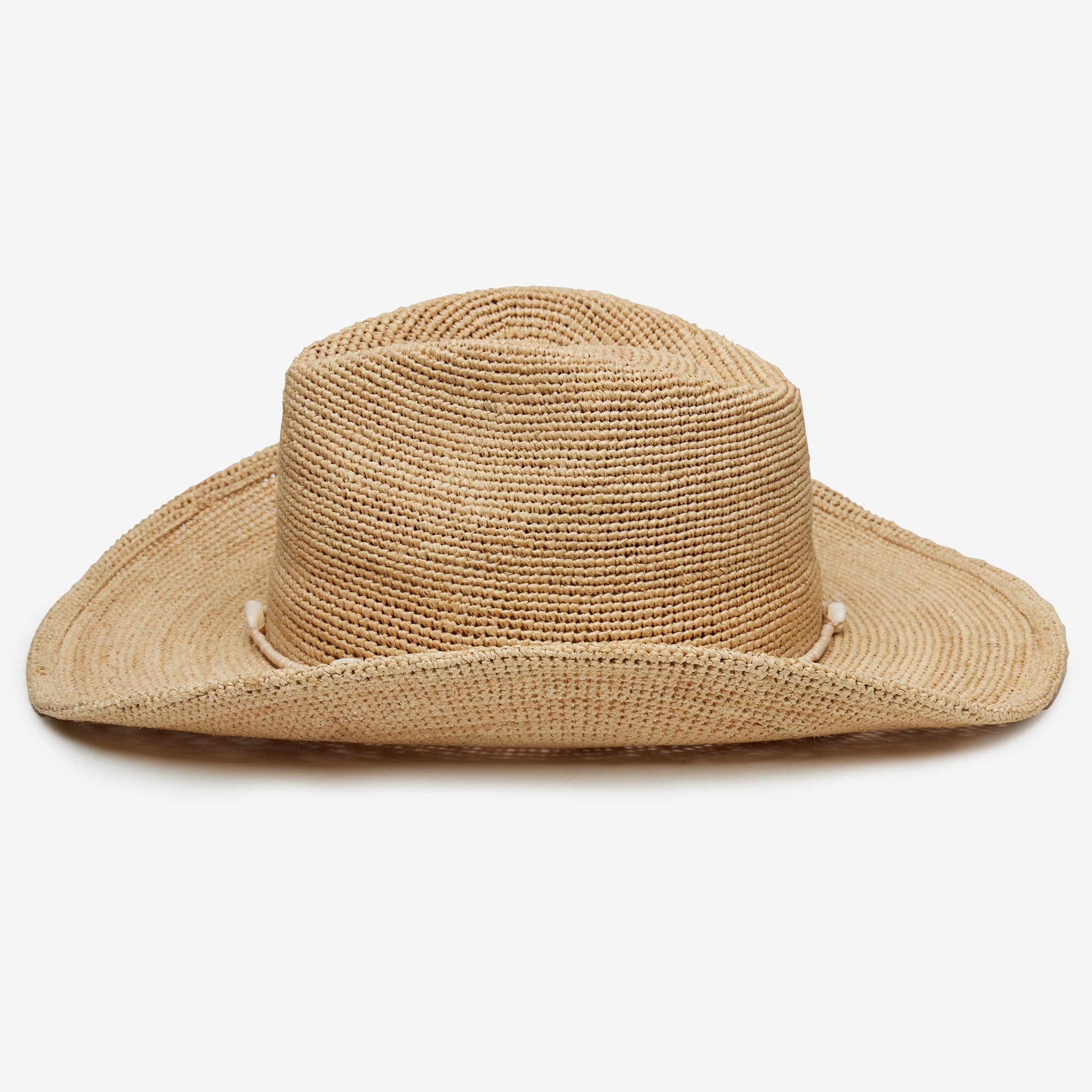 Beige straw hat on a white background