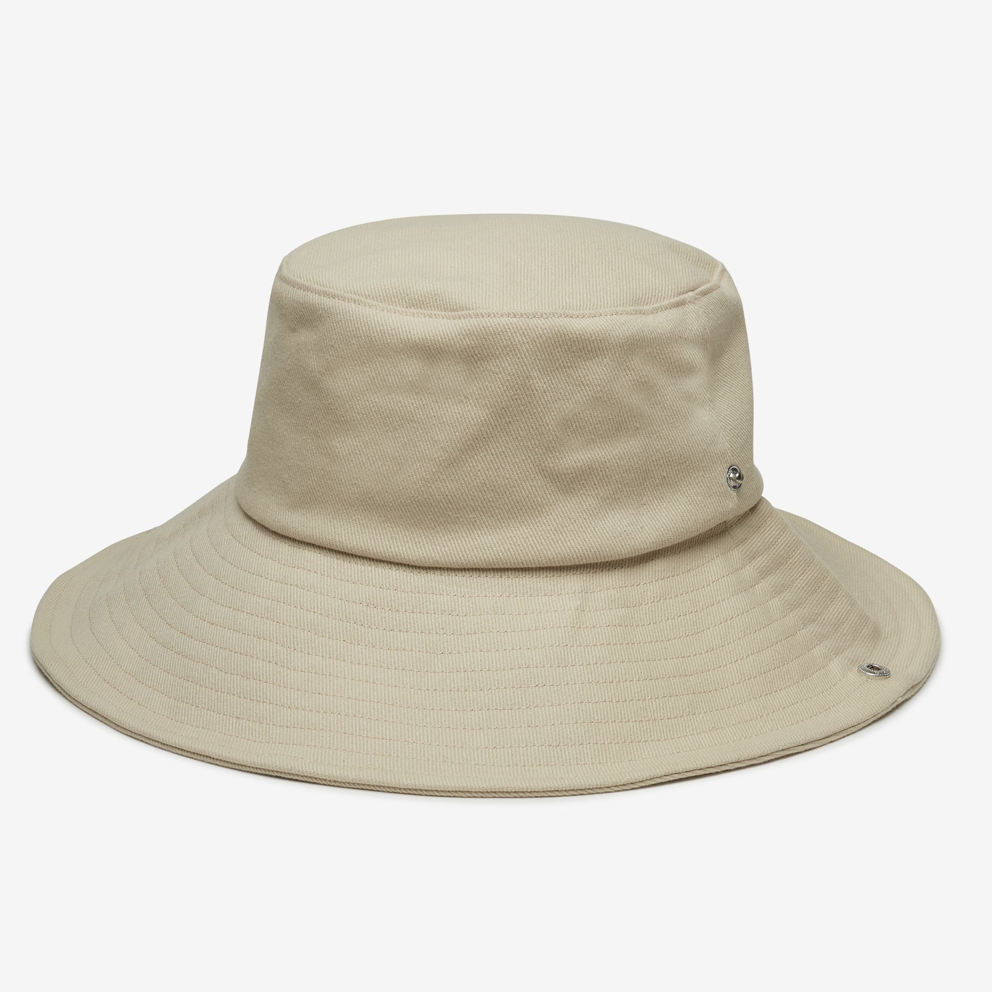 Beige bucket hat on a light gray background