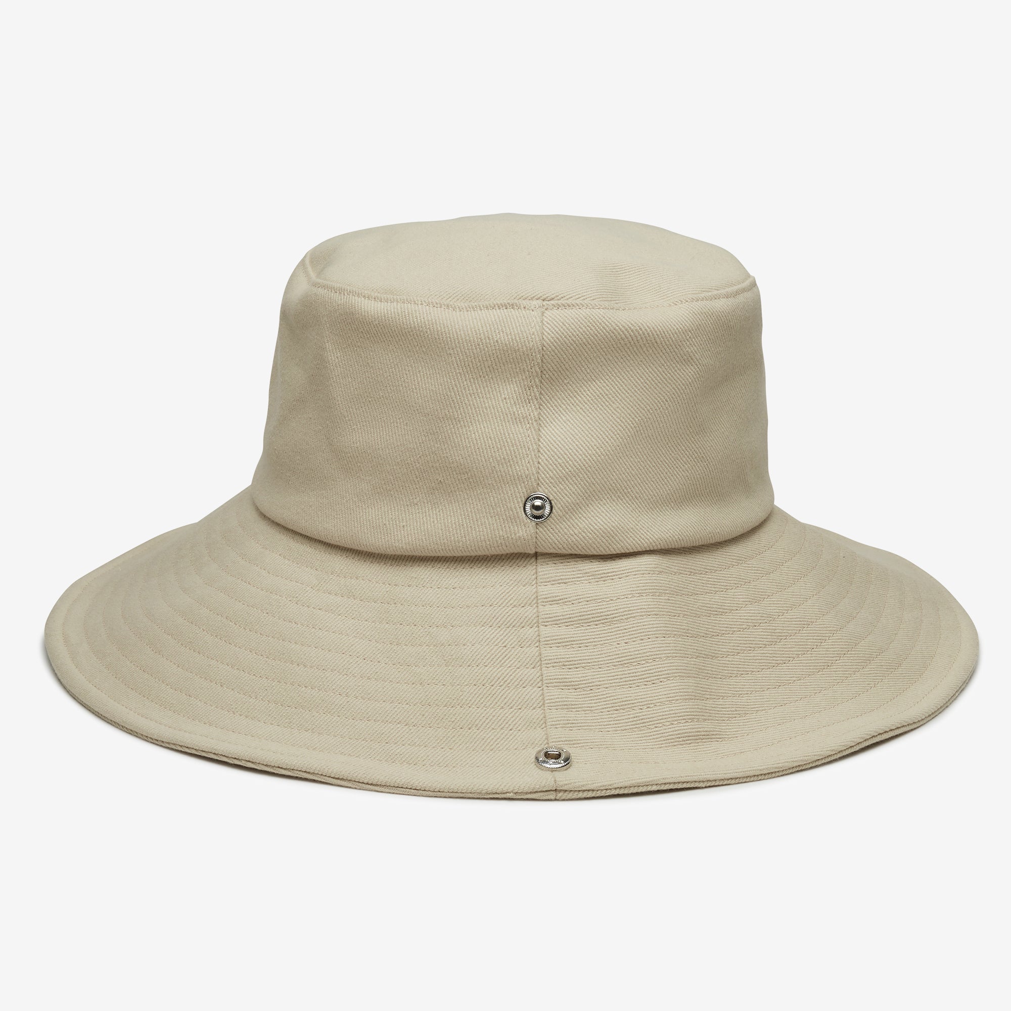Beige bucket hat on a white background