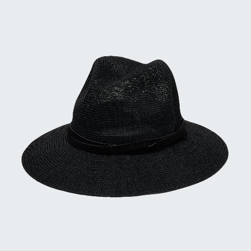 Black straw hat on a white background