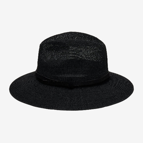 Black straw hat on a white background