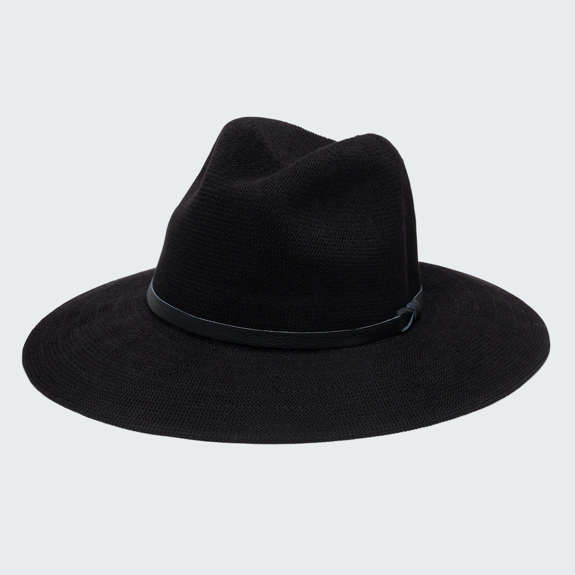 Black fedora hat on a white background