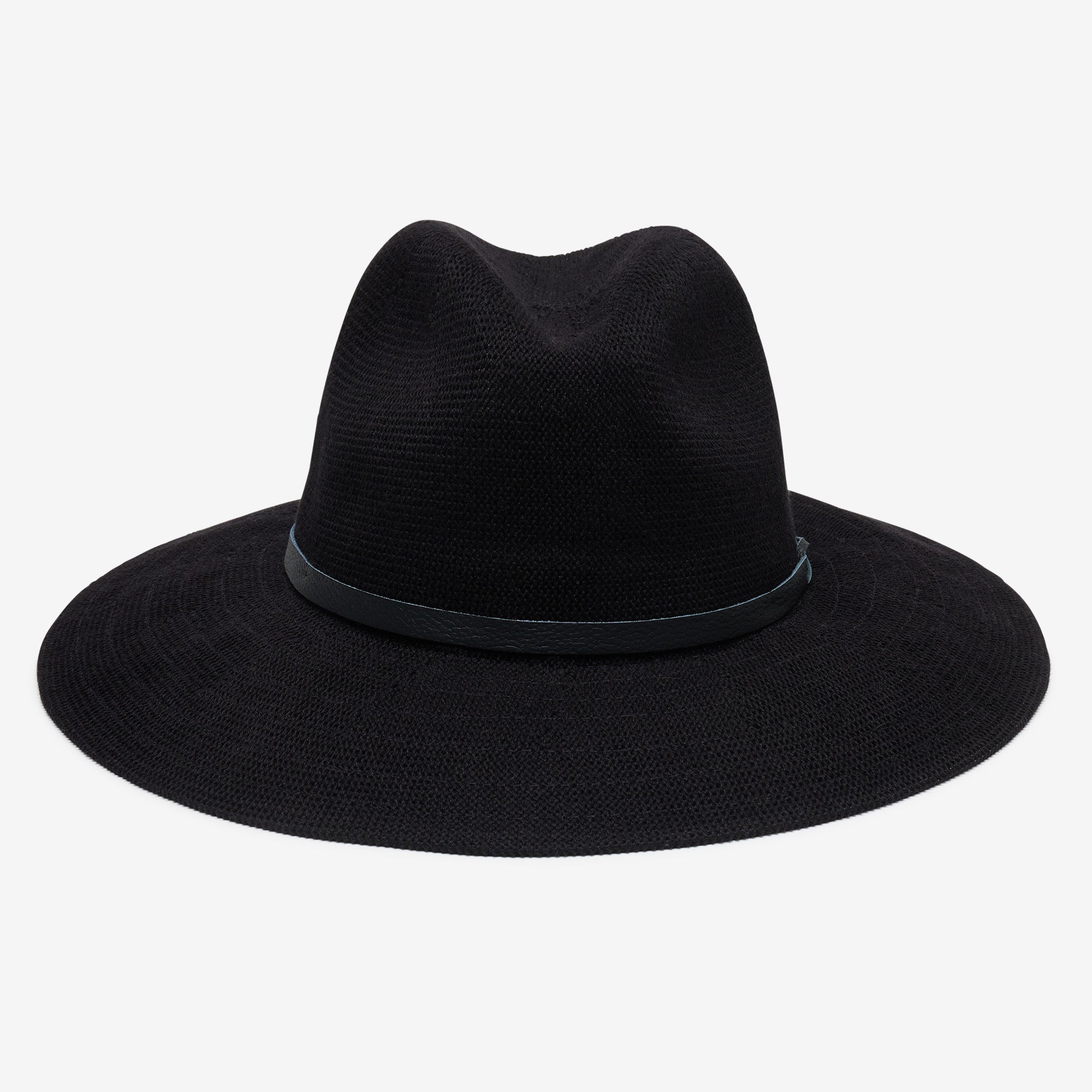 Black fedora hat on a white background