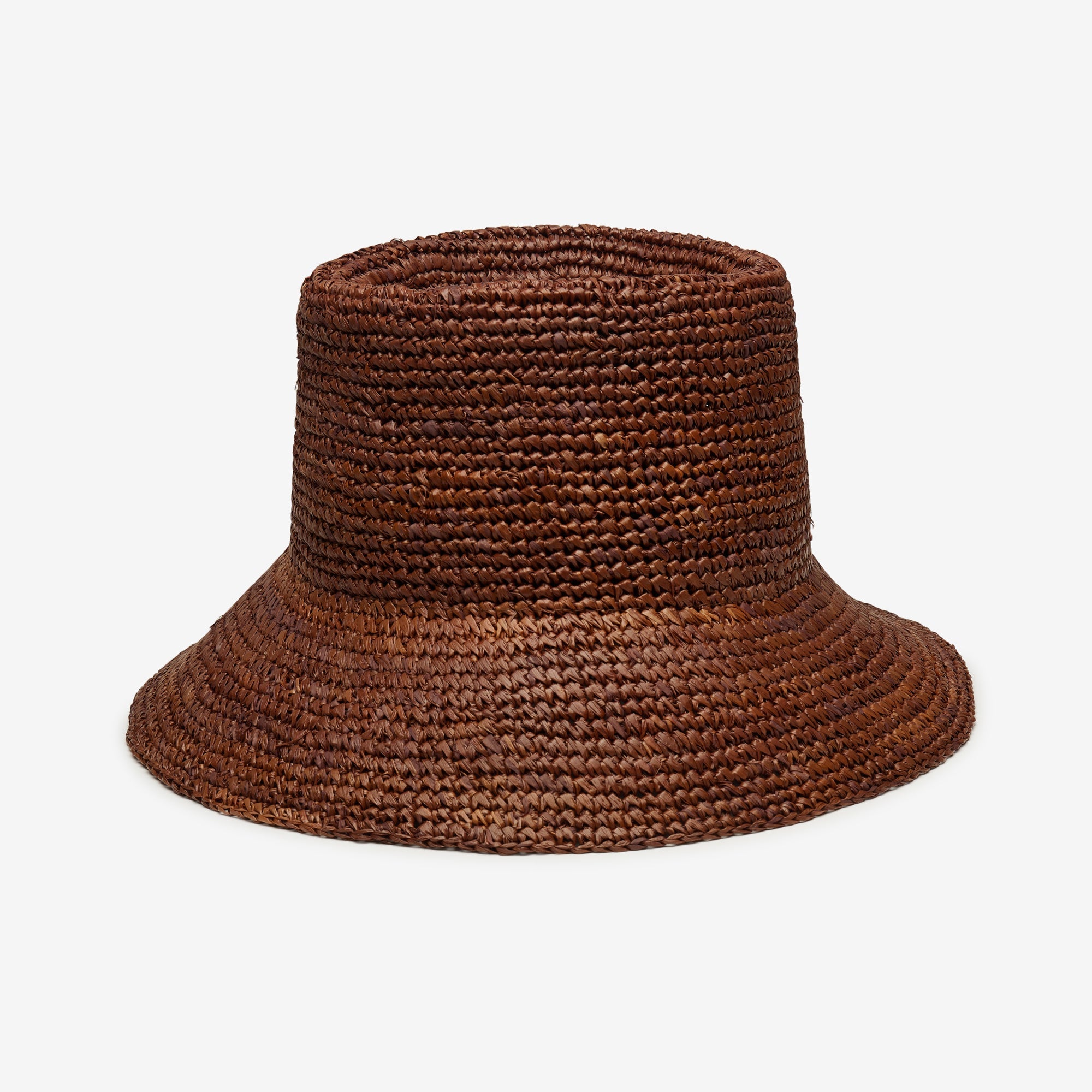 Brown woven hat on a white background