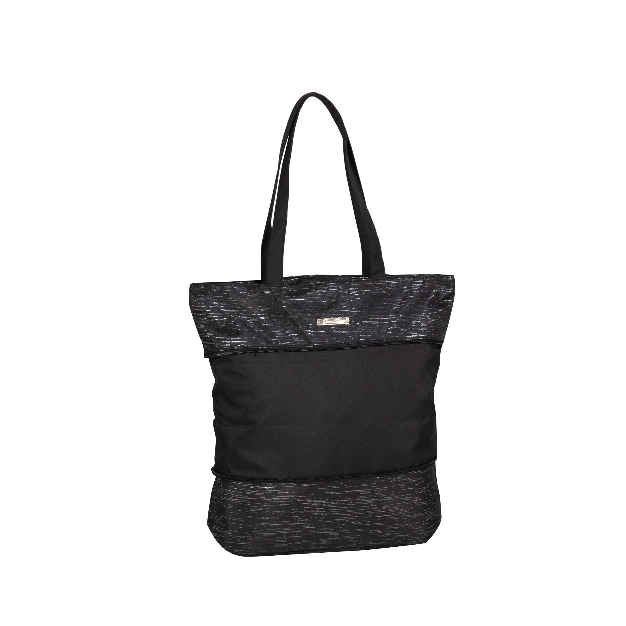 Black and gray tote bag on a white background