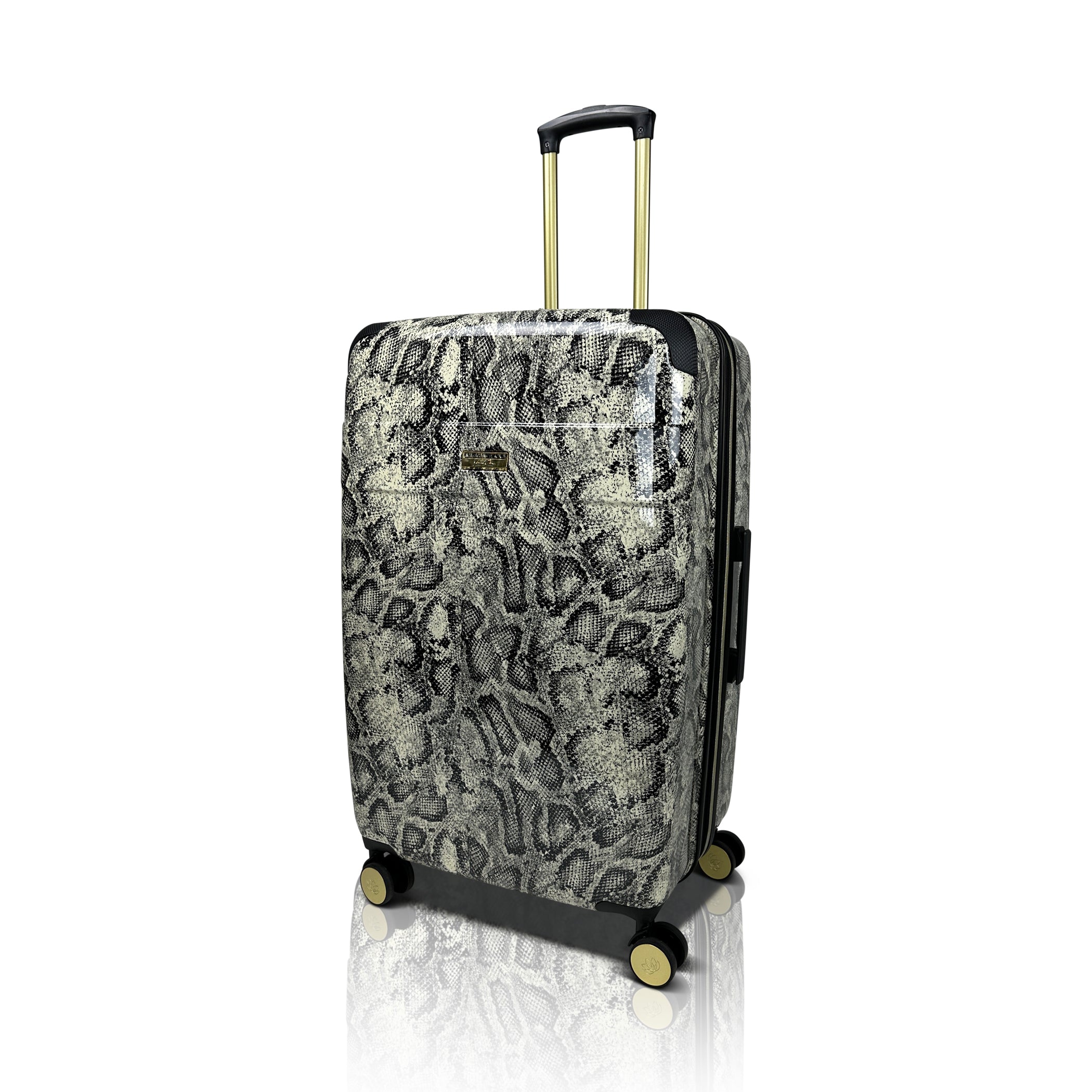 Patterned suitcase on a white background