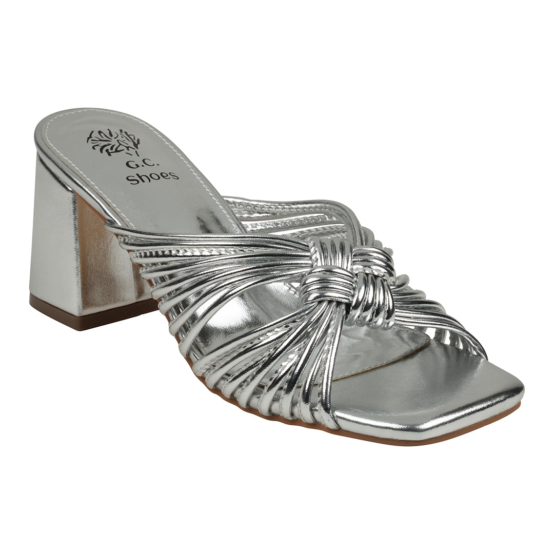 GC Shoes Josie Silver Strappy Heeled Sandals