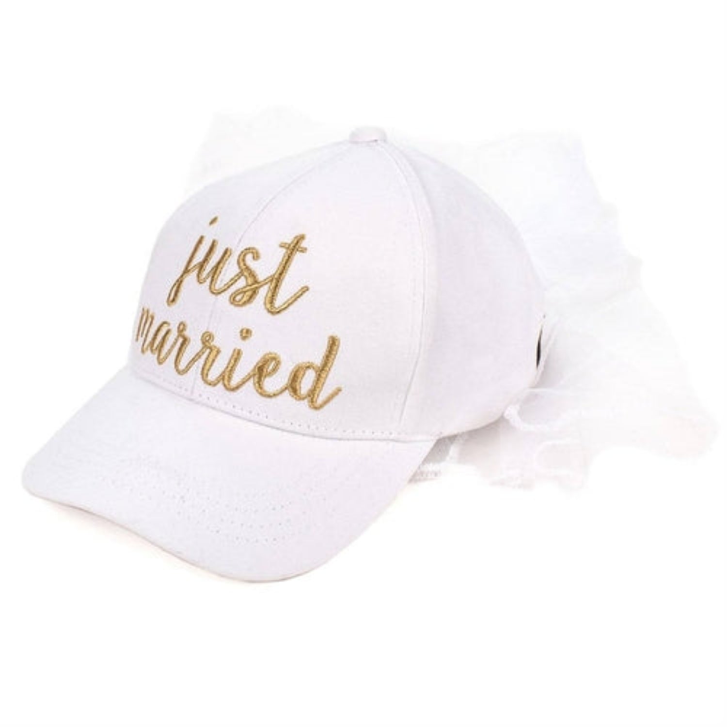 Just Married Bridal Veil Cap