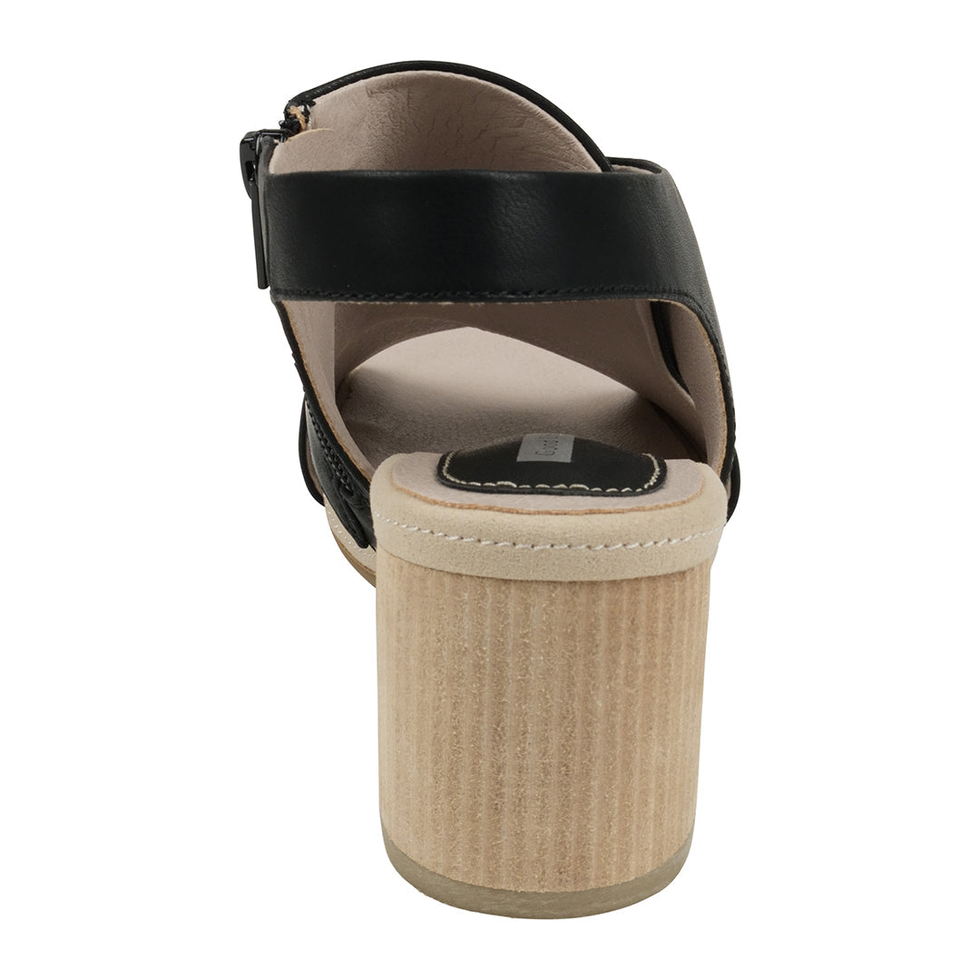 Keefa Black Cross Strap Slingback Heeled Sandals - GC Shoes